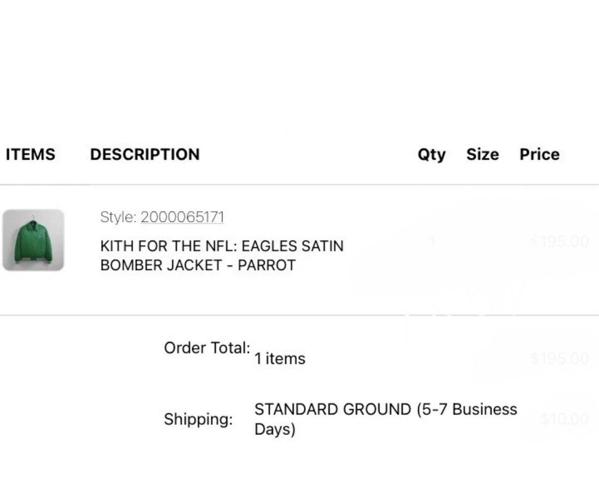 Kith × NFL Kith🇺🇸 x NFL 🏈 Eagles 🦅Satin Bomber 🧥 Size US M / EU 48-50 / 2 - 9 Thumbnail