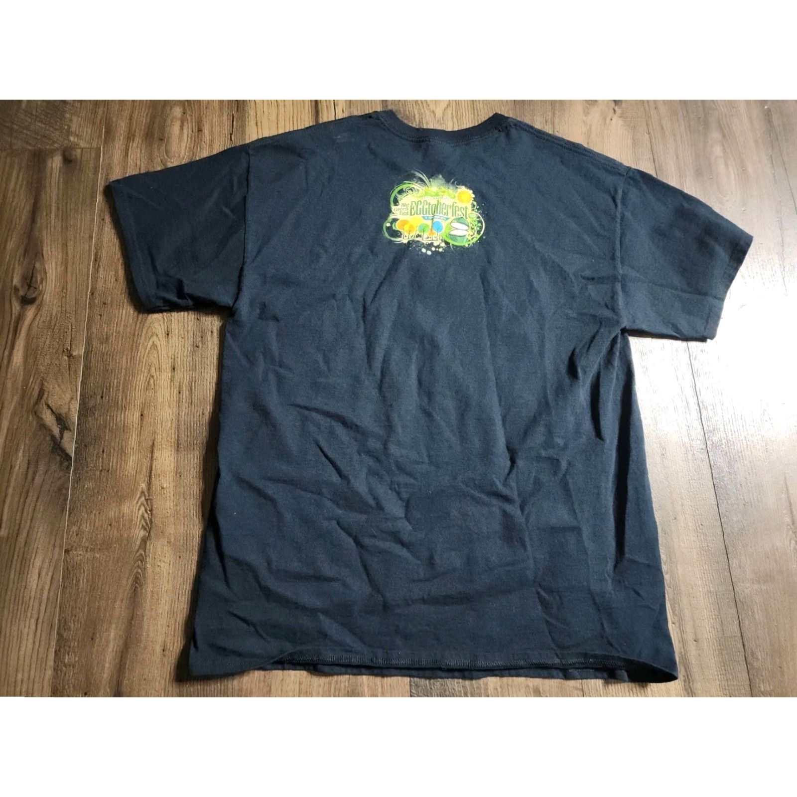 Gildan Mens L T Shirt Big Green Egg Grill Eggtoberfest Double Sided Blue Cotton Gildan Heavy Cotton Size US L / EU 52-54 / 3 - 6 Thumbnail