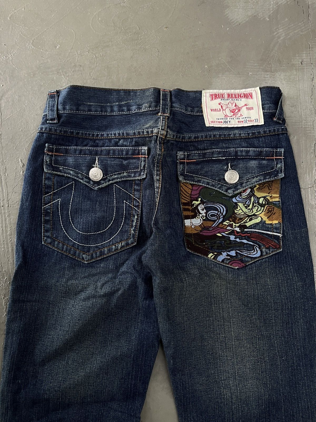 True Religion True Religion Joey Super Flare Embroidered Japanese Motive Size US 33 - 3 Thumbnail