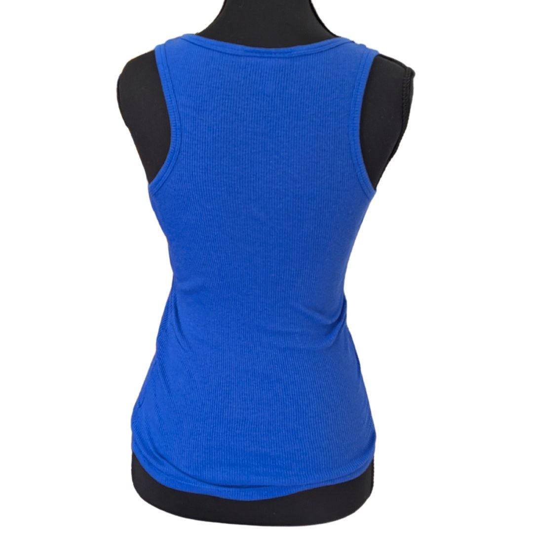 Vintage Vintage Sleep Riot Y2K Fitted Blue Tank Top | Women's M Size M / US 6-8 / IT 42-44 - 2 Thumbnail