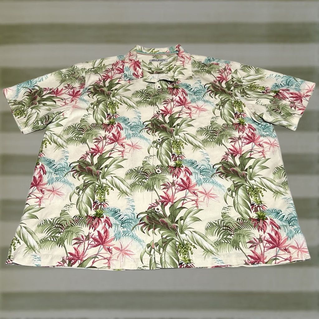 Tommy Bahama Tommy Bahama Mens XL Floral Silk Hawaiian Camp Shirt Button Front Short Sleeve Multicolor Size US XL / EU 56 / 4 - 1 Thumbnail