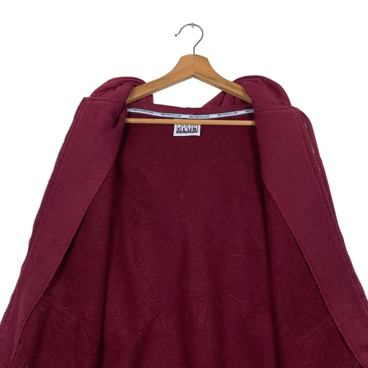 Vintage PRO CLUB Maroon Zipper Hoodie Sweatshirt #2427-C109 Size US M / EU 48-50 / 2 - 13 Thumbnail