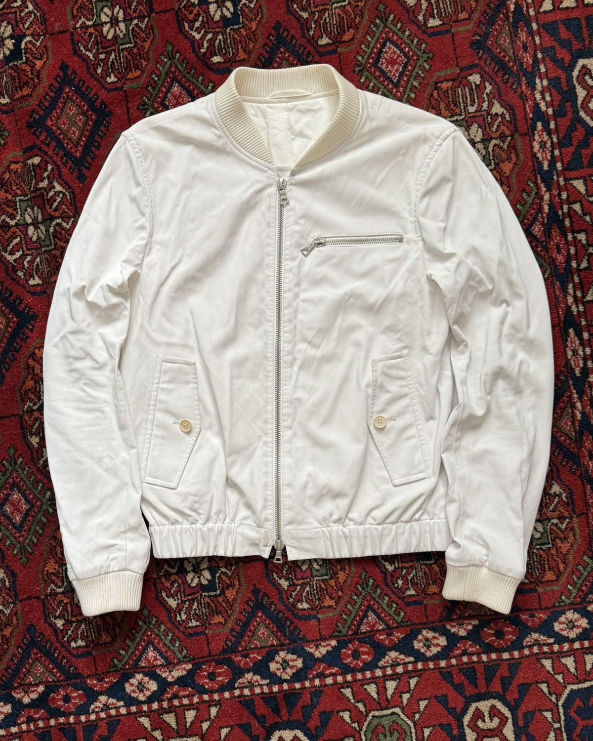 Dries van Noten waxed cropped zipper bomber