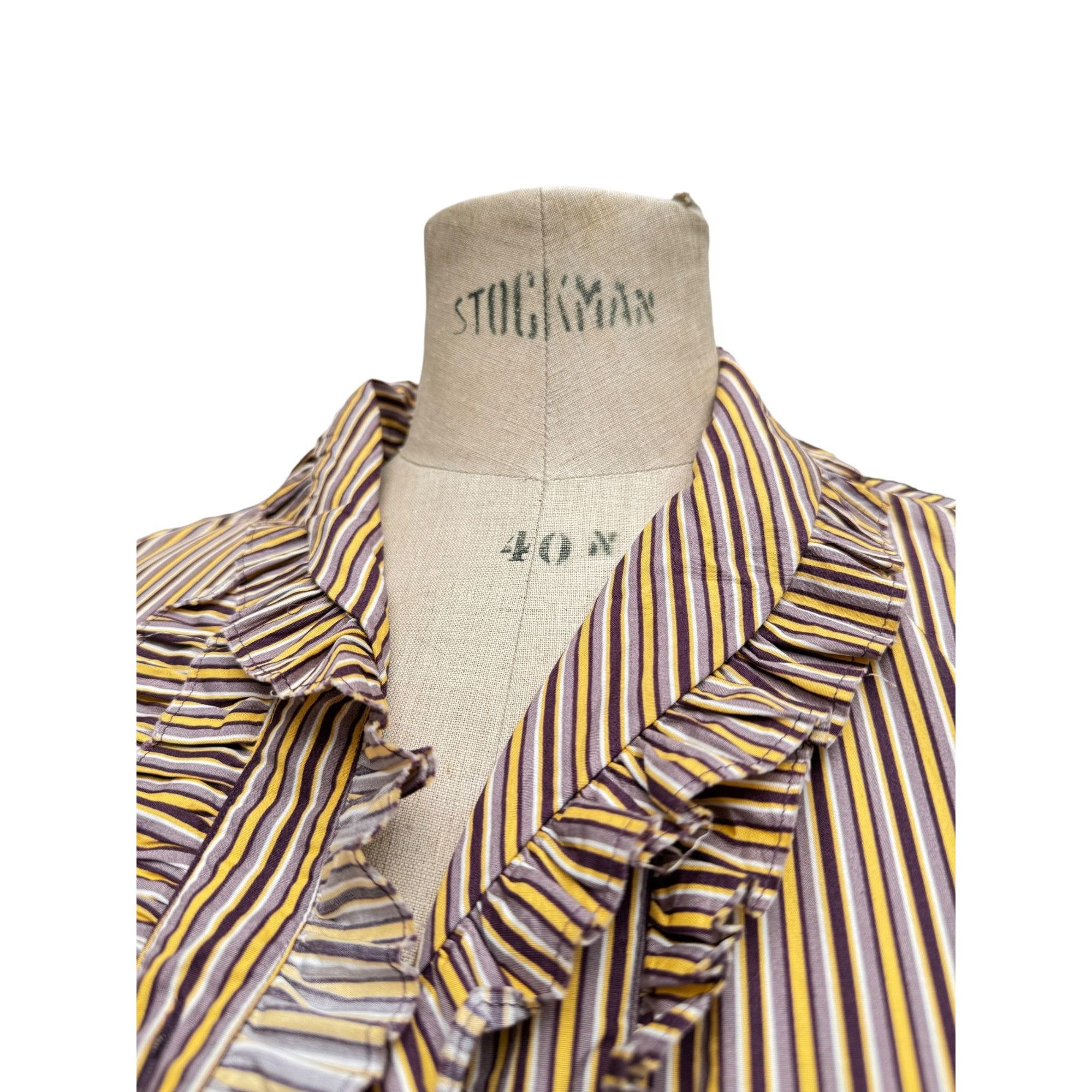 Miu Miu Ruffled Striped Collar Shirt Size M / US 6-8 / IT 42-44 - 2 Thumbnail