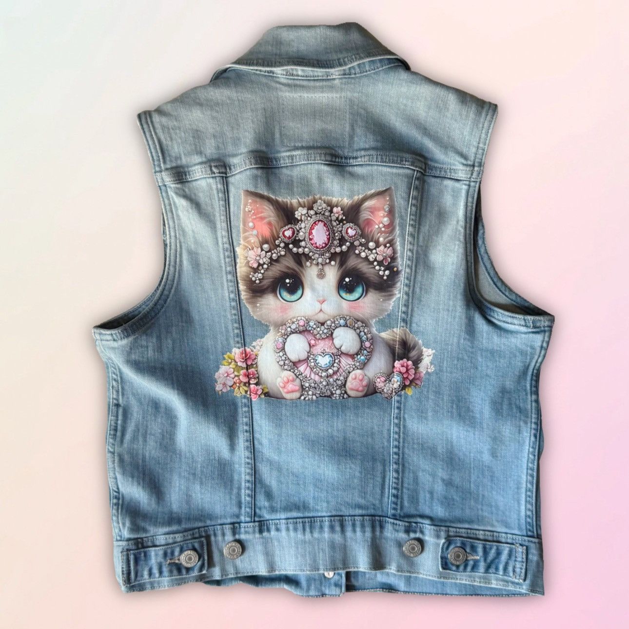 Levi's Retro, Levi’s Brand, Princess Kitty, Light-Wash Denim Vest Size S / US 4 / IT 40 - 1 Thumbnail