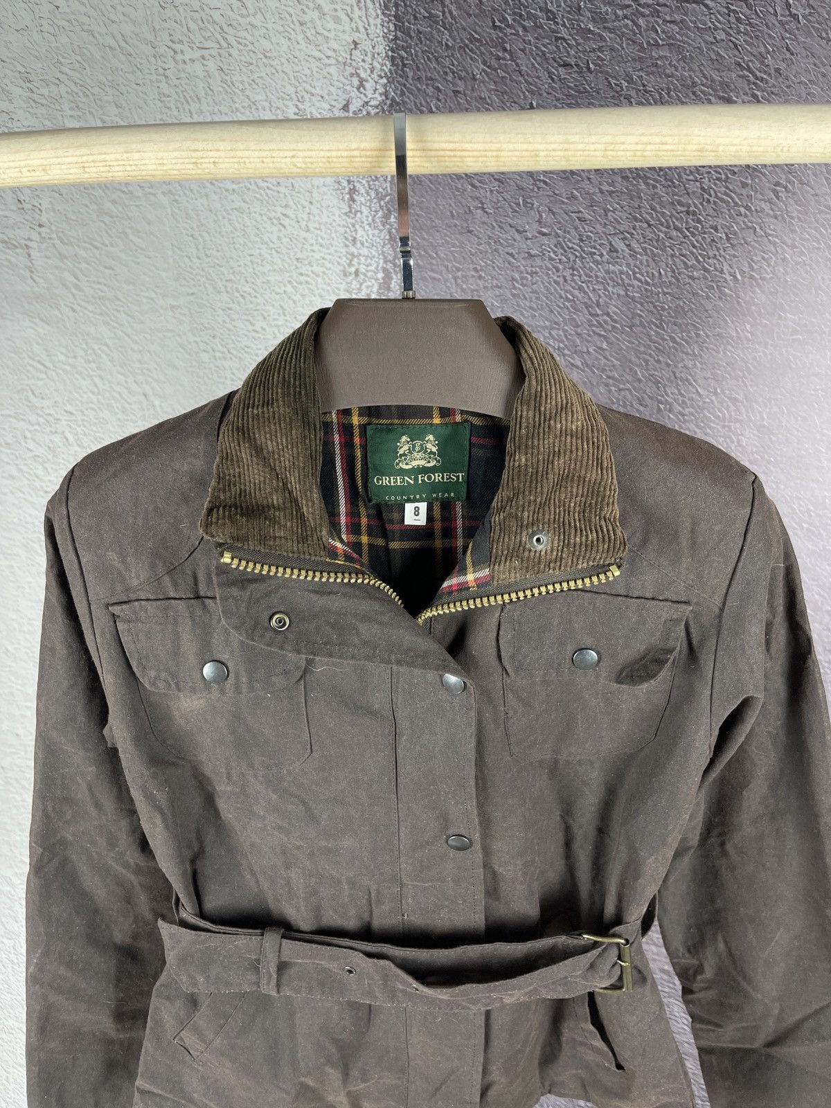 Vintage Green Forest Country wear made in England waxed belt jacket Size S / US 4 / IT 40 - 6 Thumbnail