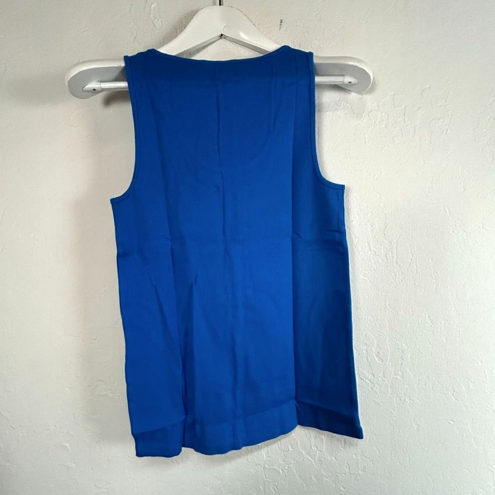 J.Crew J.Crew Women's Ribbed Cotton Tank Top Medium Blue AY276 Scoop Neck Casual New Tank Top Size M / US 6-8 / IT 42-44 - 2 Thumbnail