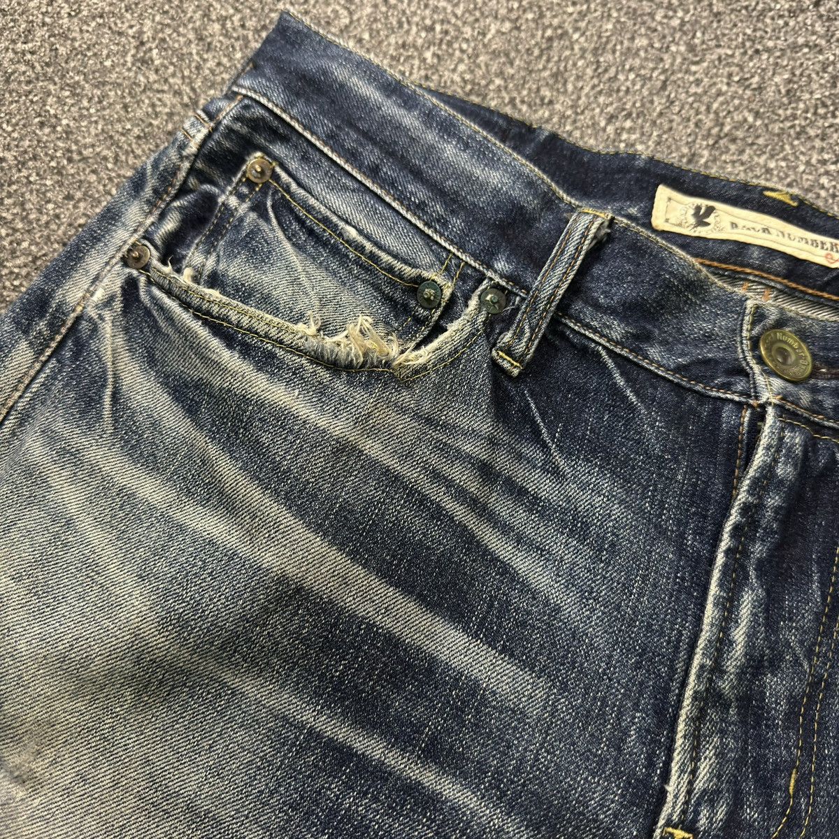 14th Addiction Vintage 90s Distressed Wash Back Number Straight Cut Denim Size US 34 / EU 50 - 12 Thumbnail