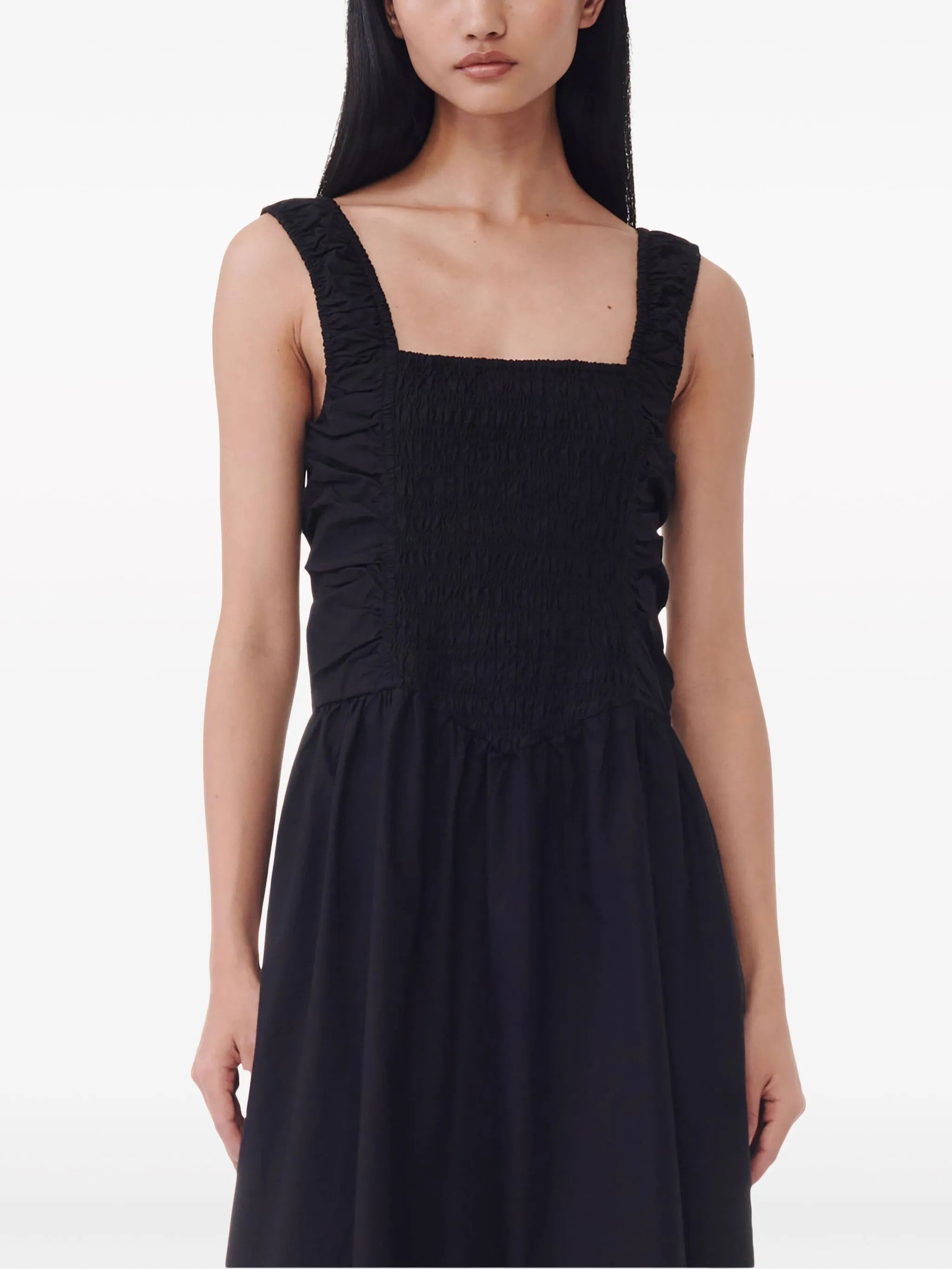 Ganni o1s22i1n0525 Organic Poplin Smock Midi Dress in Black Size XS / US 0-2 / IT 36-38 - 5 Thumbnail