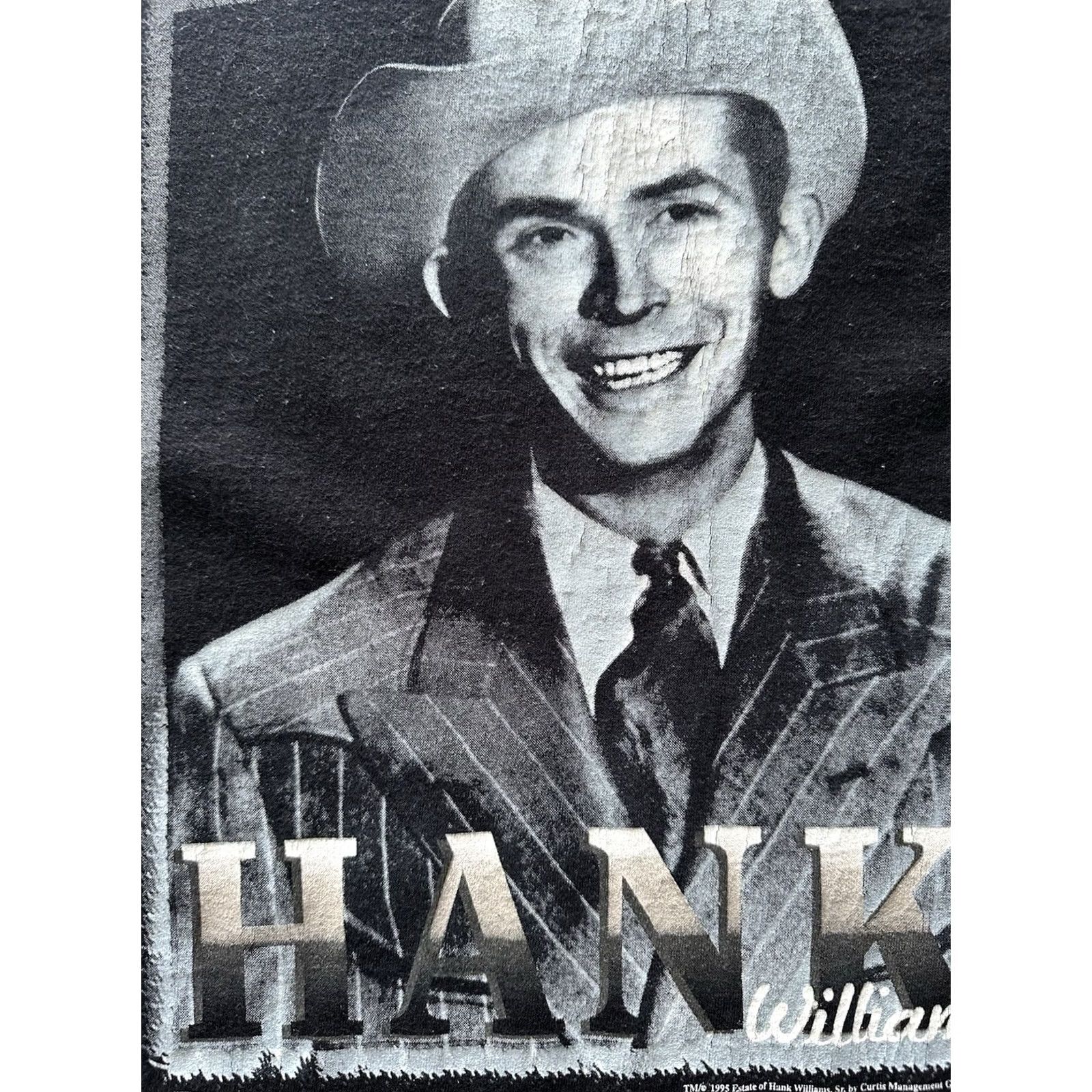 Fruit Of The Loom VINTAGE Hank Williams SR Crewneck T Shirt Tee XL Black 90s Heavyweight Cotton Men Short Sleeve Size US XL / EU 56 / 4 - 5 Thumbnail