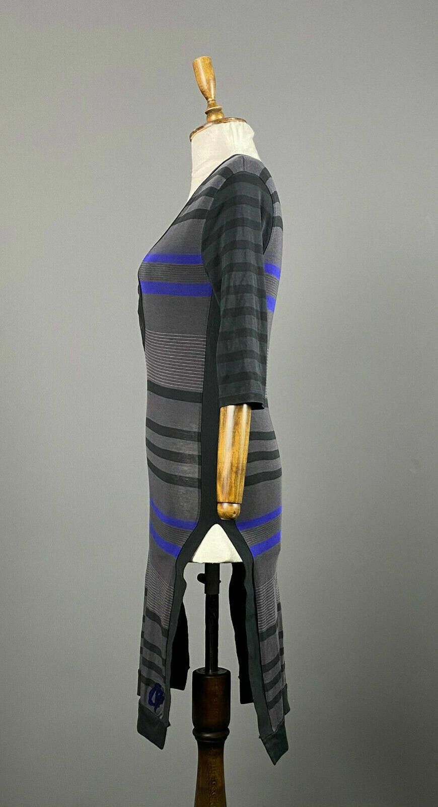 Designer Cop Cpopine Monsera Grey Stripe 3/4 Sleeve Dress Size 1 Size M / US 6-8 / IT 42-44 - 4 Thumbnail