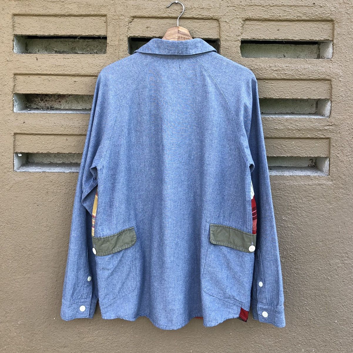 go slow caravan Go Slow Caravan PatchWork Flannel x chambray Shawl Shirt Size US L / EU 52-54 / 3 - 9 Thumbnail