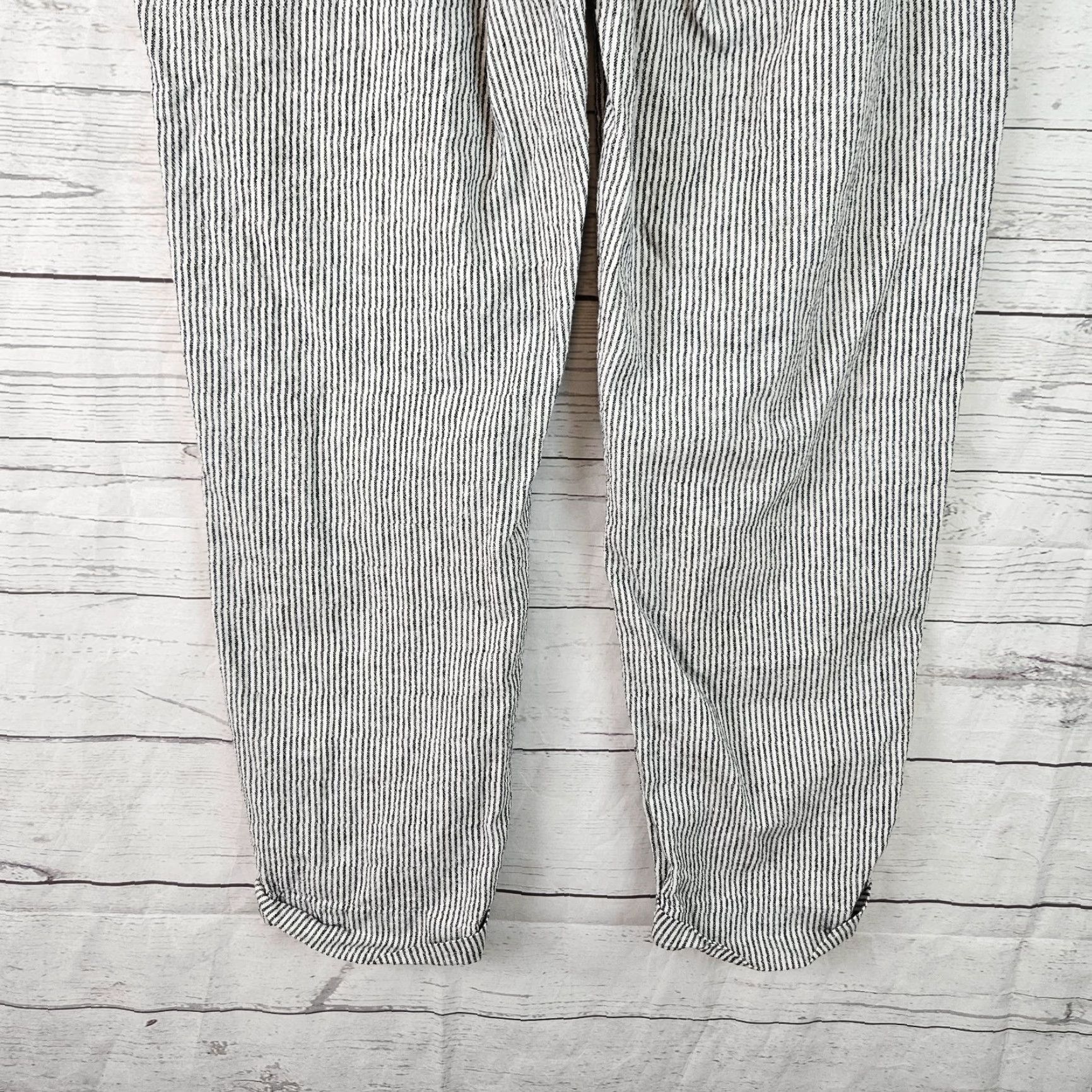 J.Crew J.CREW Womens Cropped Pants Sz 6 Black White Stripe Cotton Linen Blend Cropped Pull On Size 28" / US 6 / IT 42 - 5 Thumbnail