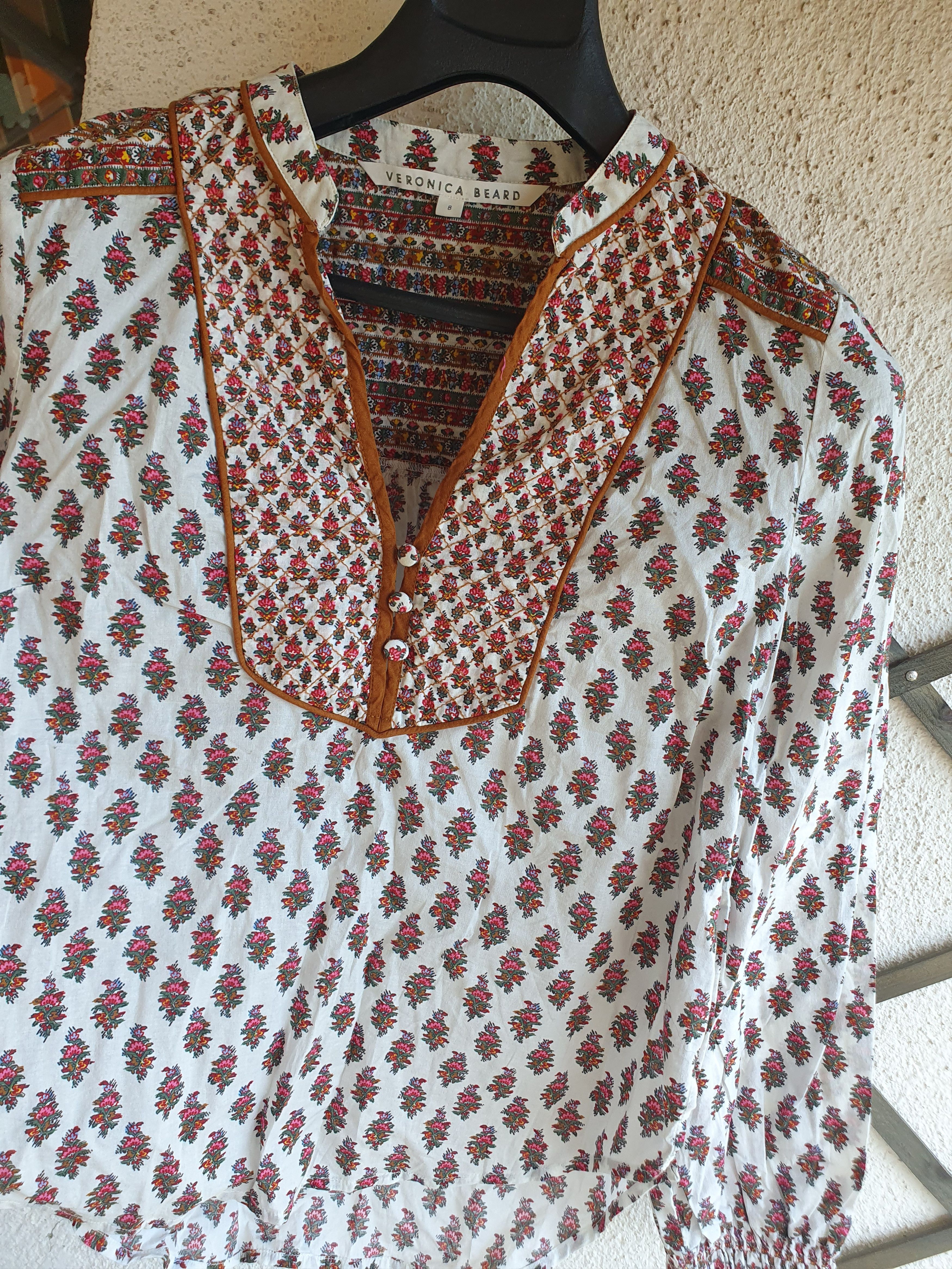 Veronica Beard Veronica Beard Alivia Floral Print Cotton Poplin Blouse Size M / US 6-8 / IT 42-44 - 8 Thumbnail