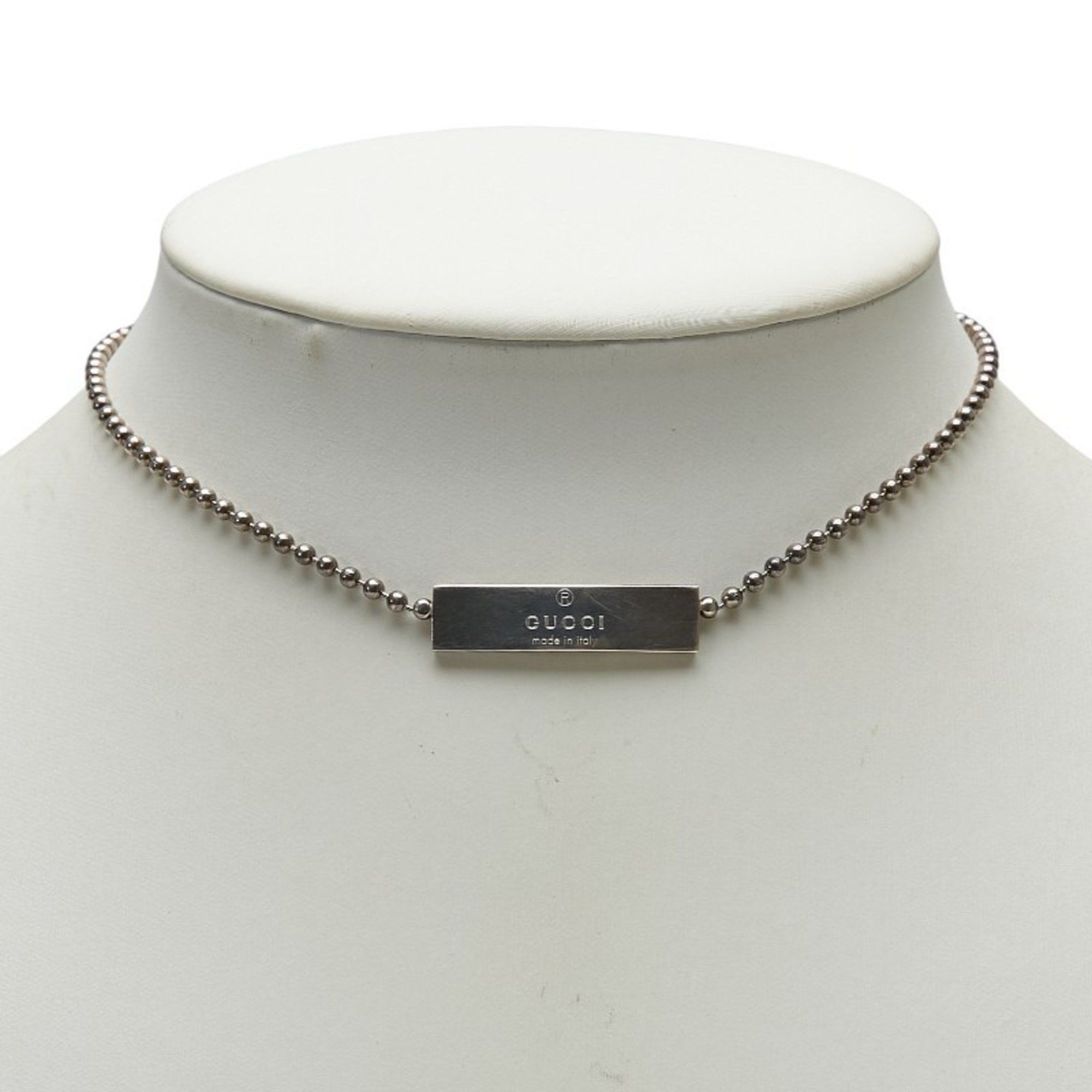Gucci Gucci logo plate ball chain necklace choker in SV925 silver for women. Size ONE SIZE - 1 Thumbnail