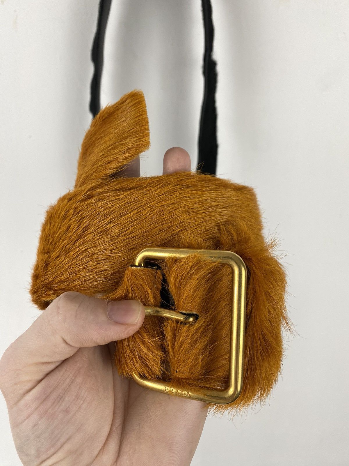 image of Prada Fw17 Fur Belt in Brown, Men's (Size 30)