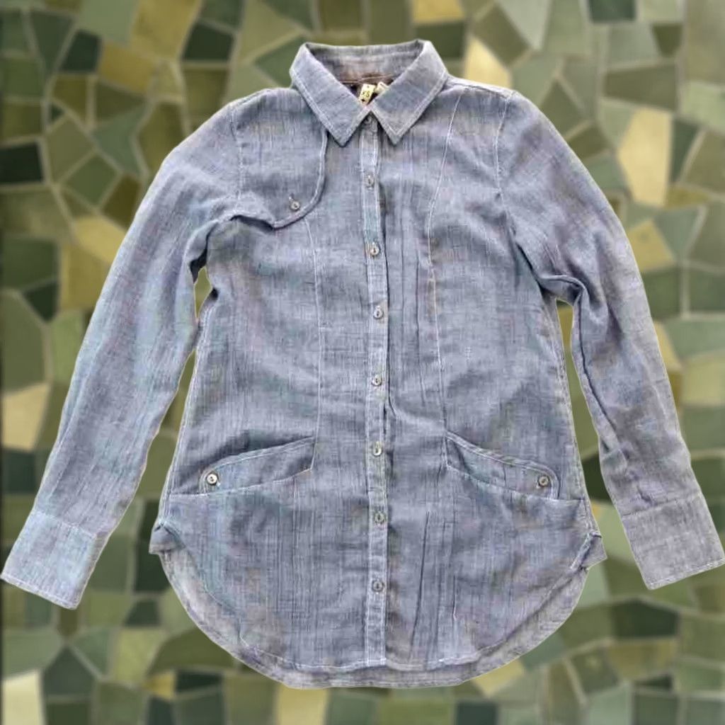 Vintage We The Free Cotton Blue Lightweight Button Down Collar Long Sleeve Blouse XS Womens Size XS / US 0-2 / IT 36-38 - 1 Thumbnail