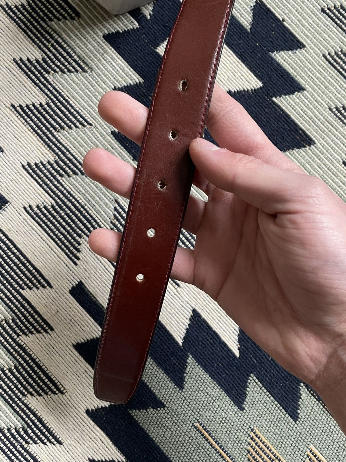 Armani Vintage Armani Metal Logo Leather Belt Size ONE SIZE - 10 Thumbnail