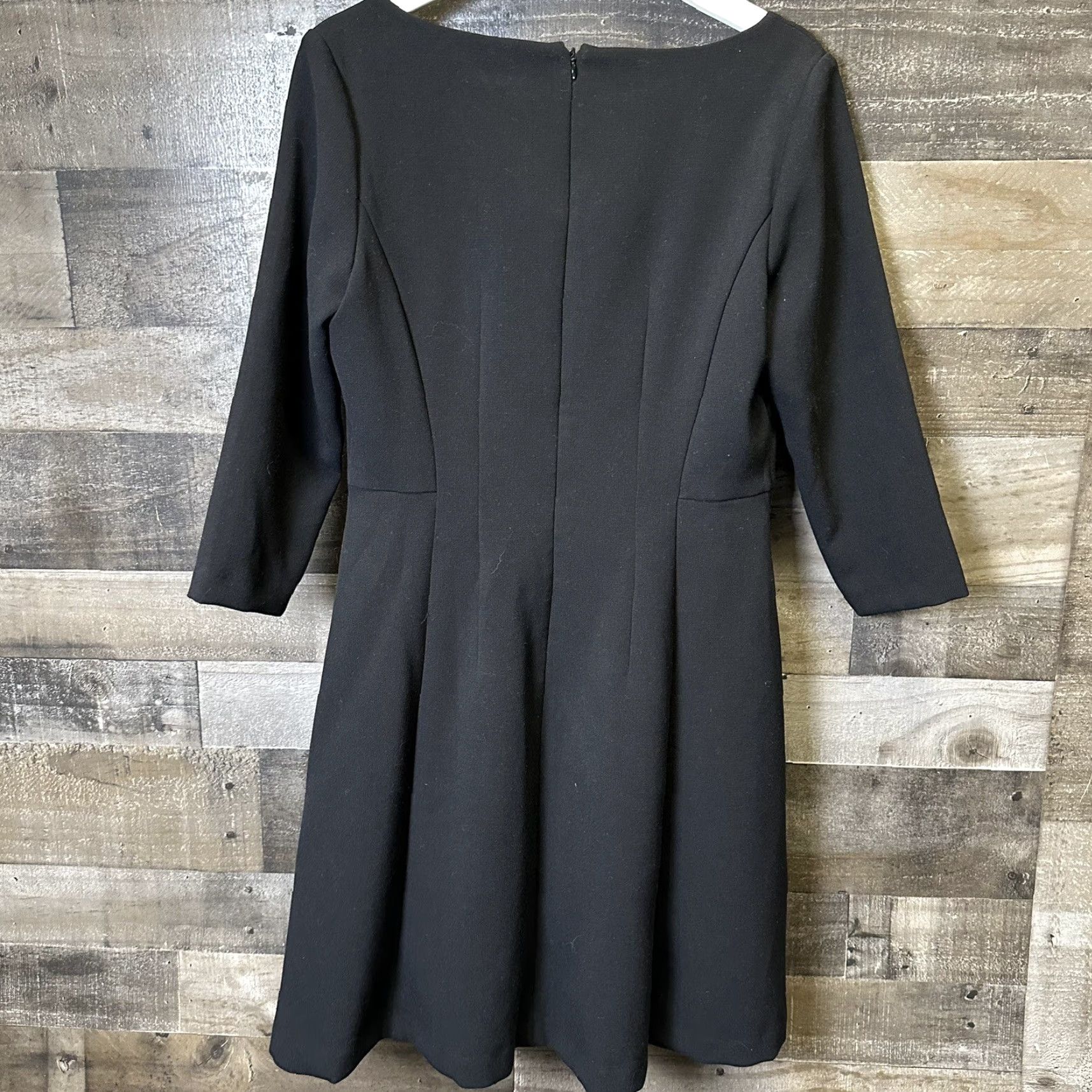 Ann Taylor Ann Taylor Dress Black, A-Line, Pockets, Knee Length, 10P, 3/4 Sleeve, Petite, Women Size L / US 10 / IT 46 - 6 Thumbnail