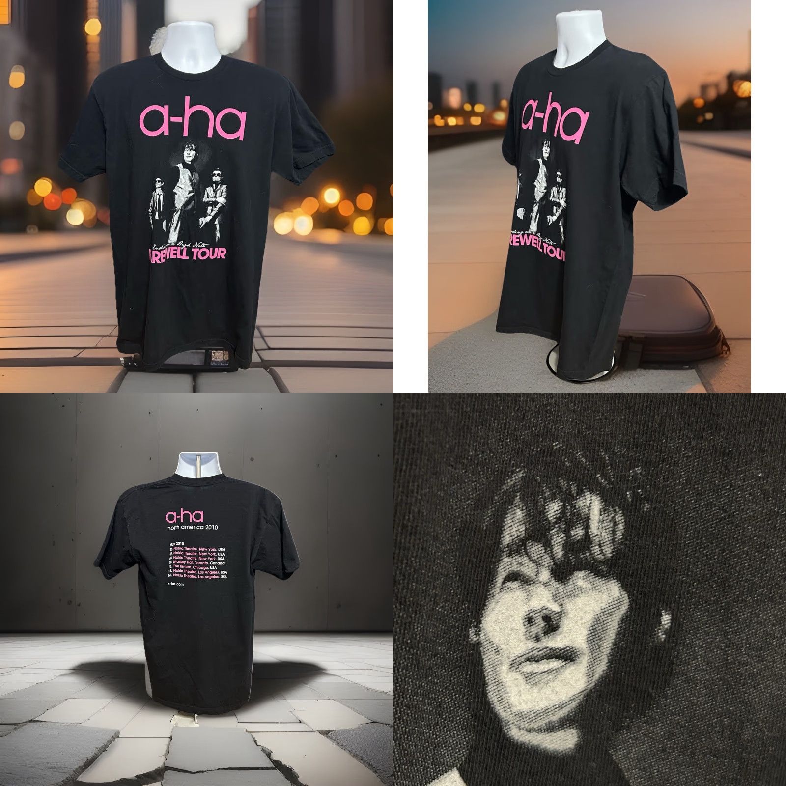 Vintage a-ha Crew Neck Shirt Men Large Black Short Sleeve Rock Logo 2010 Farewell Tour Size US L / EU 52-54 / 3 - 8 Thumbnail