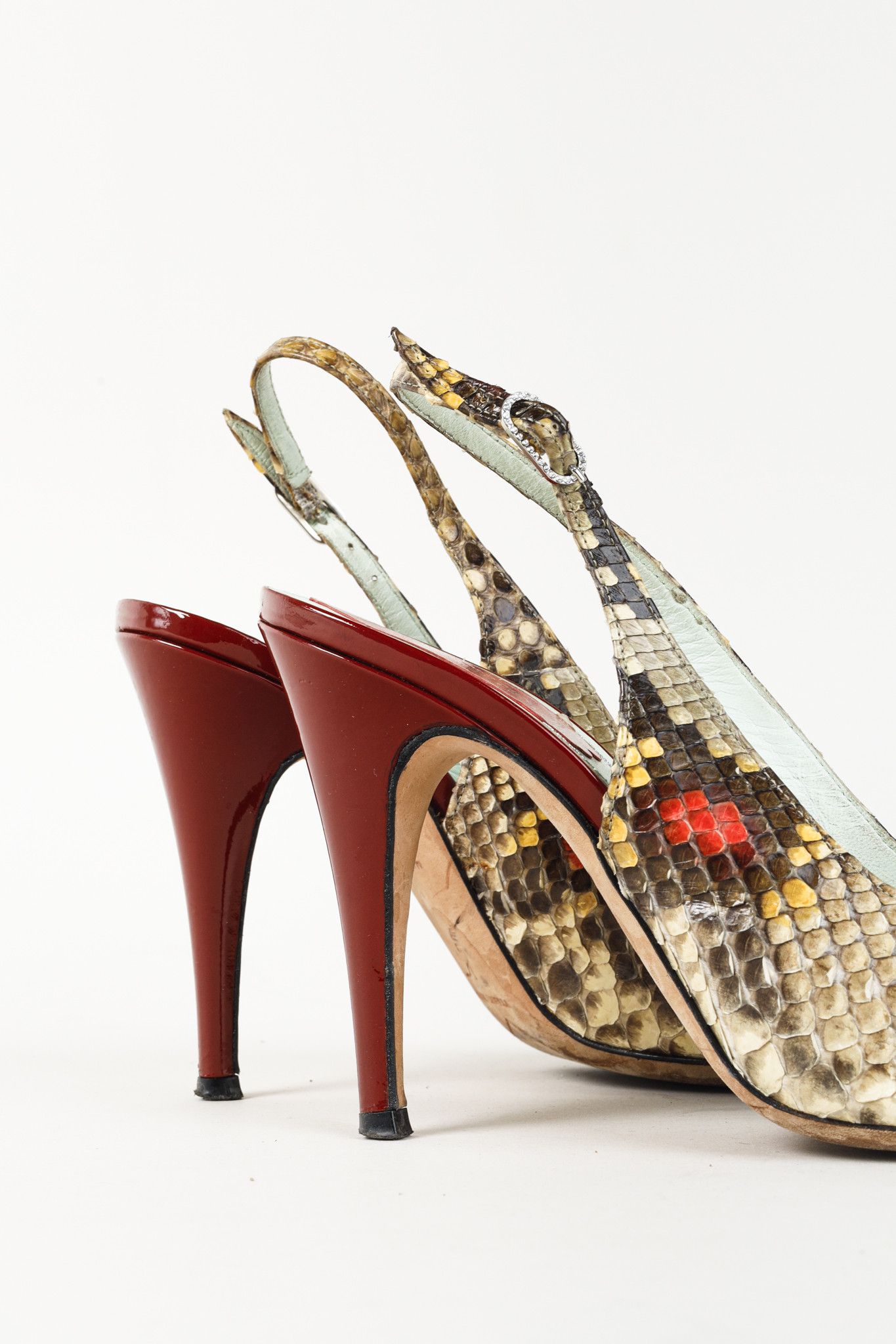 Rene Caovilla Rene Caovilla Snakeskin Peep-Toe Slingback Heels Size US 6.5 / IT 36.5 - 7 Thumbnail