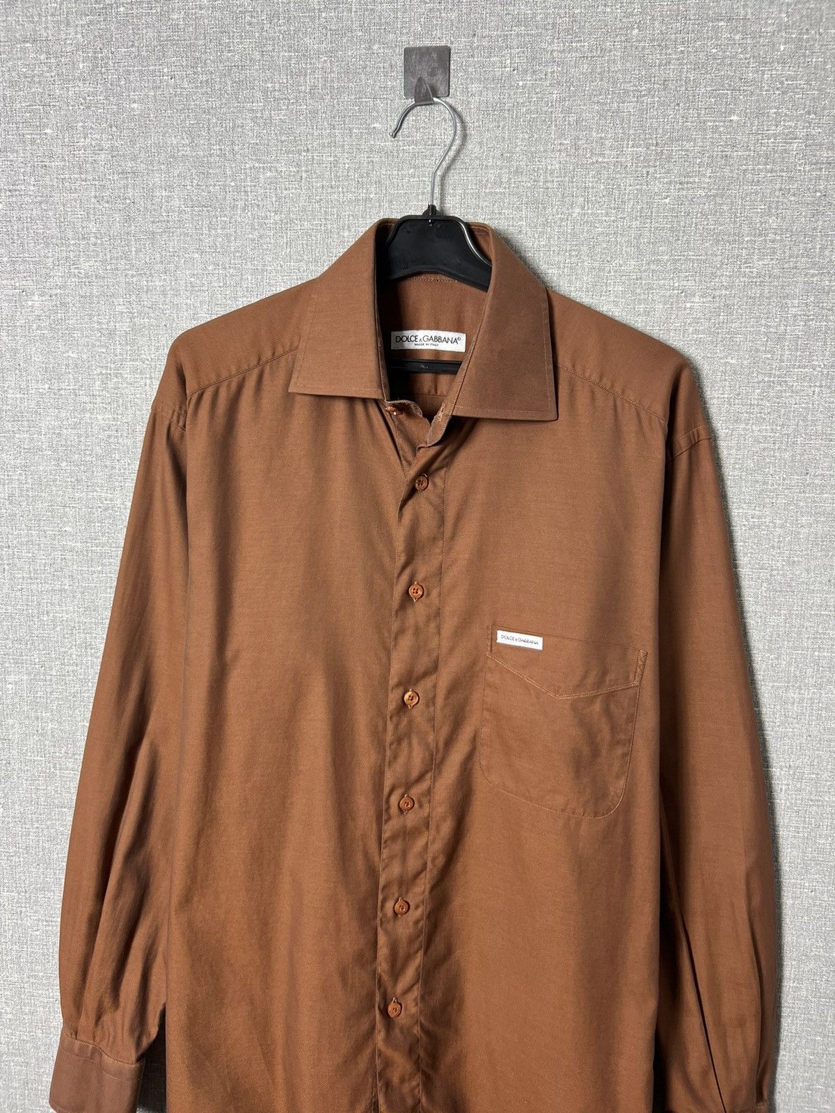 Dolce & Gabbana Dolce & Gabbana Button Up Long Sleeve Shirt Brown Size M Size US M / EU 48-50 / 2 - 2 Thumbnail