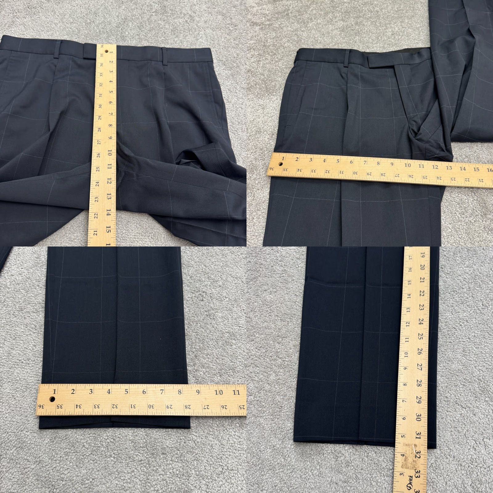 Hugo Boss Hugo Boss Dress Pants Mens 42R Blue Wool Windowpane Straight Leg Work Size US 42 / EU 58 - 9 Thumbnail