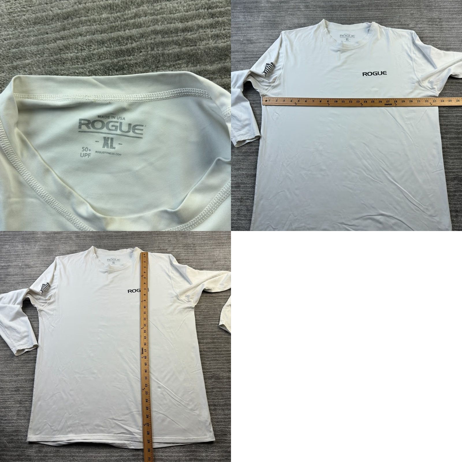 Vintage Rogue Shirt Mens XL White Performance Weightlifting USA T-Shirt Short Sleeve Breathable Quick Dry Logo Comfort Size US XL / EU 56 / 4 - 8 Thumbnail
