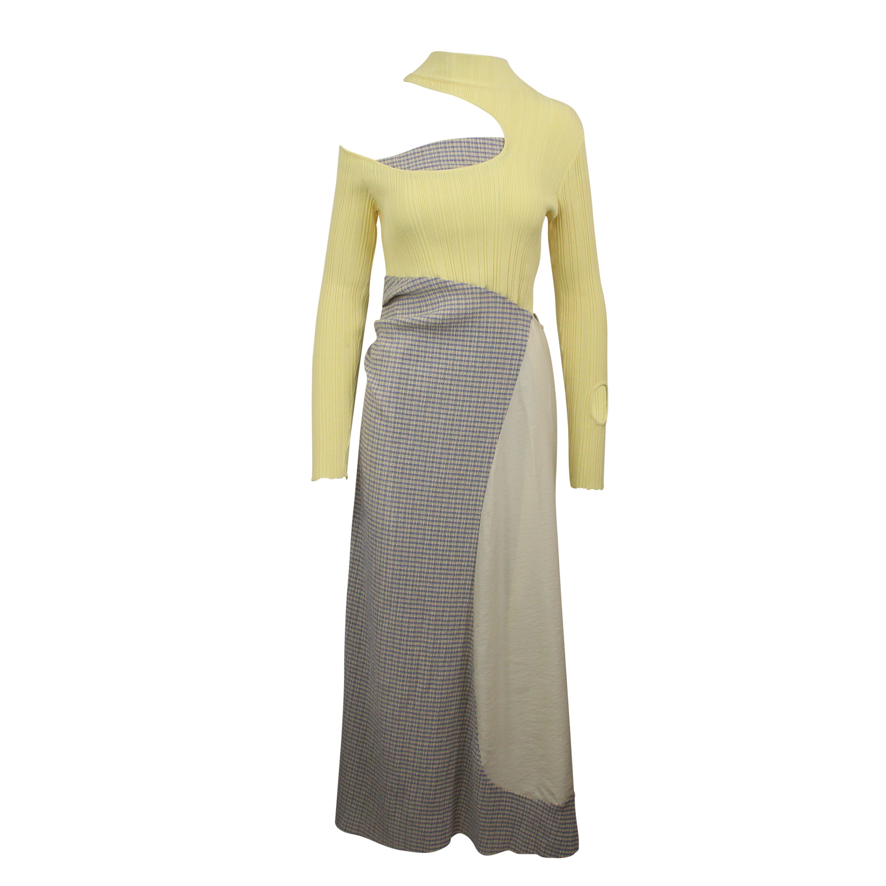 image of Pollen Baby Blue Lorod Combo Dress With Cut Out Size M, Women's