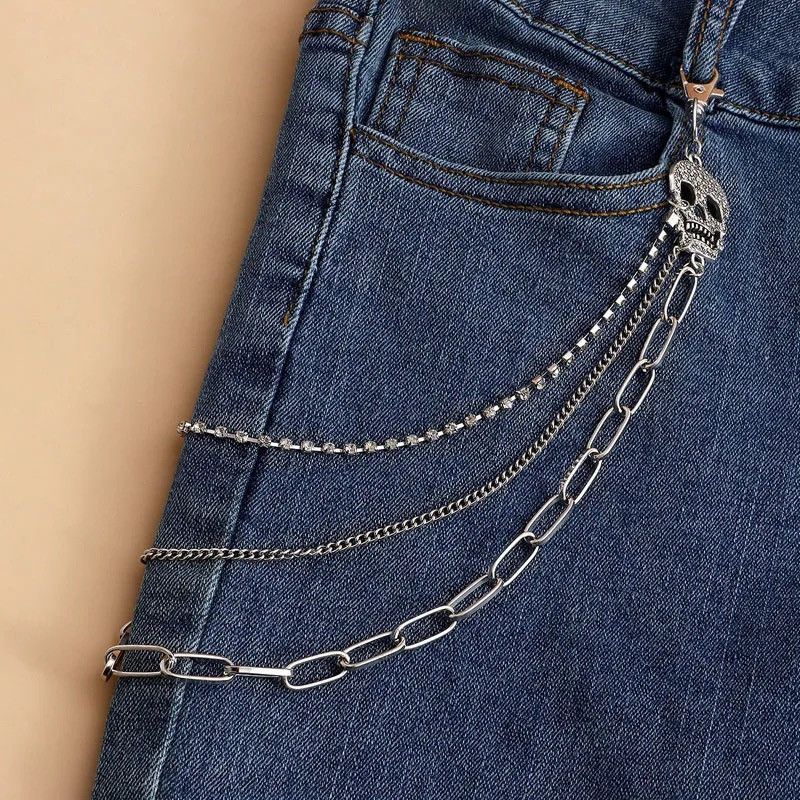 Jewelry Layered Chain Skull Trousers Pants Size ONE SIZE - 2 Thumbnail