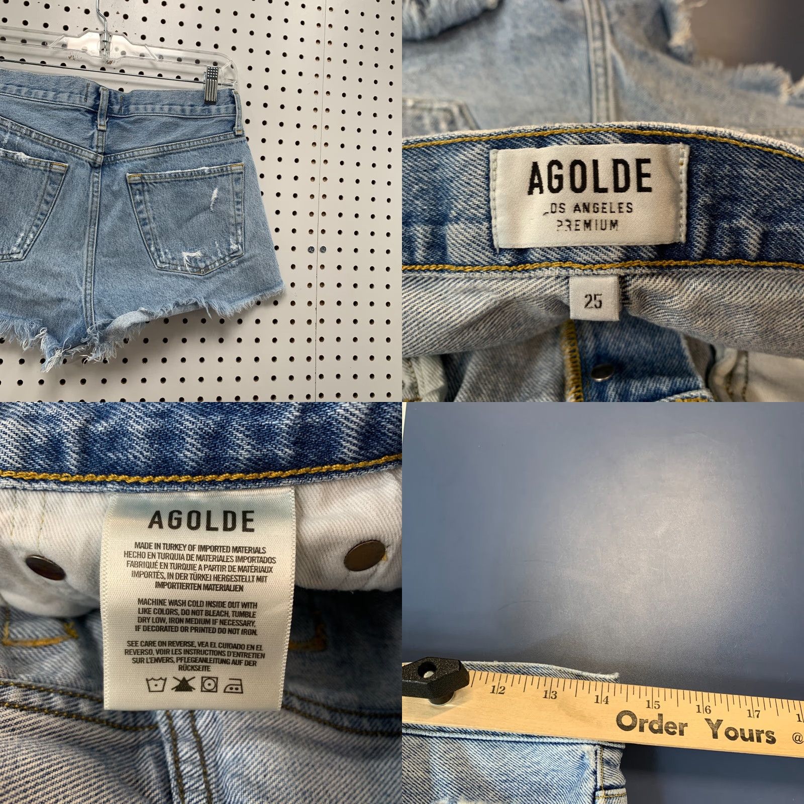 Agolde AGOLDE Cut Off Button Fly Denim Shorts Womens Size 25 fits 28x2 Distressed Size 42" / US 20 - 9 Thumbnail