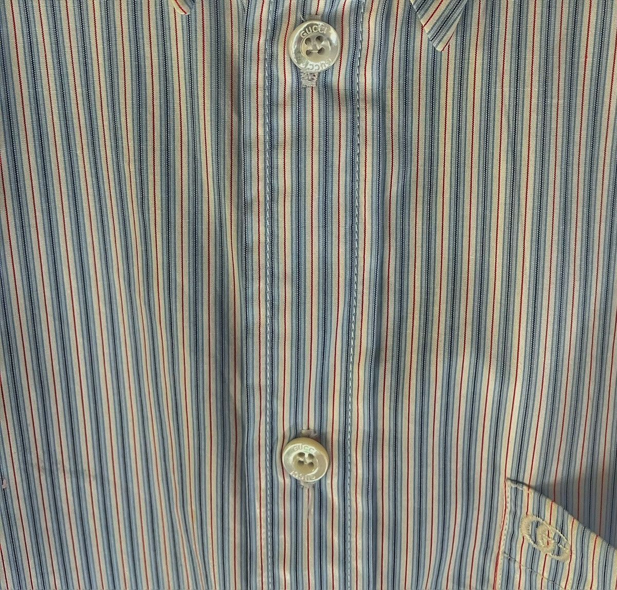 Gucci Gucci Striped Cotton Shirt with Silk Porter-Print Back 46 Size US S / EU 44-46 / 1 - 8 Thumbnail