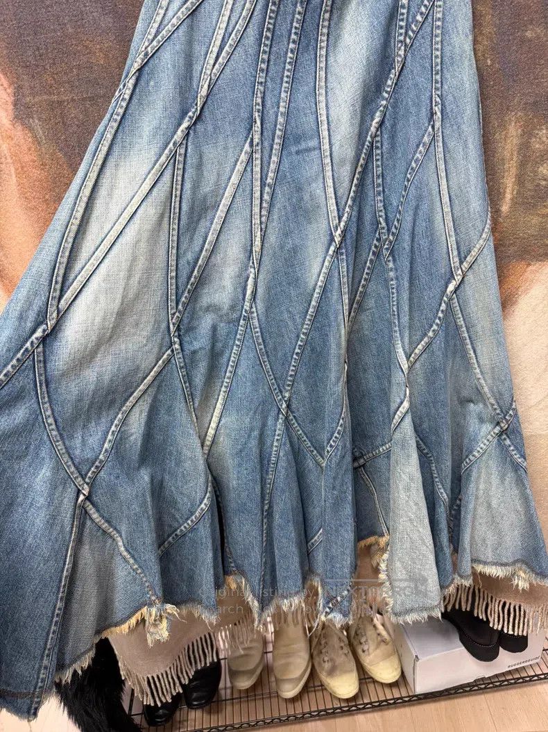Junya Watanabe Junya Watanabe Water-washed Patchwork Long Skirt Size 25" / US 0 / IT 36 - 4 Thumbnail