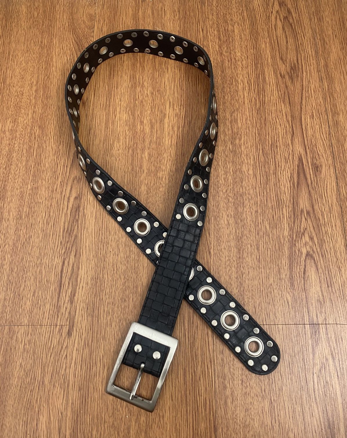 Japanese Brand Ringer square pattern black belt Size ONE SIZE - 1 Thumbnail