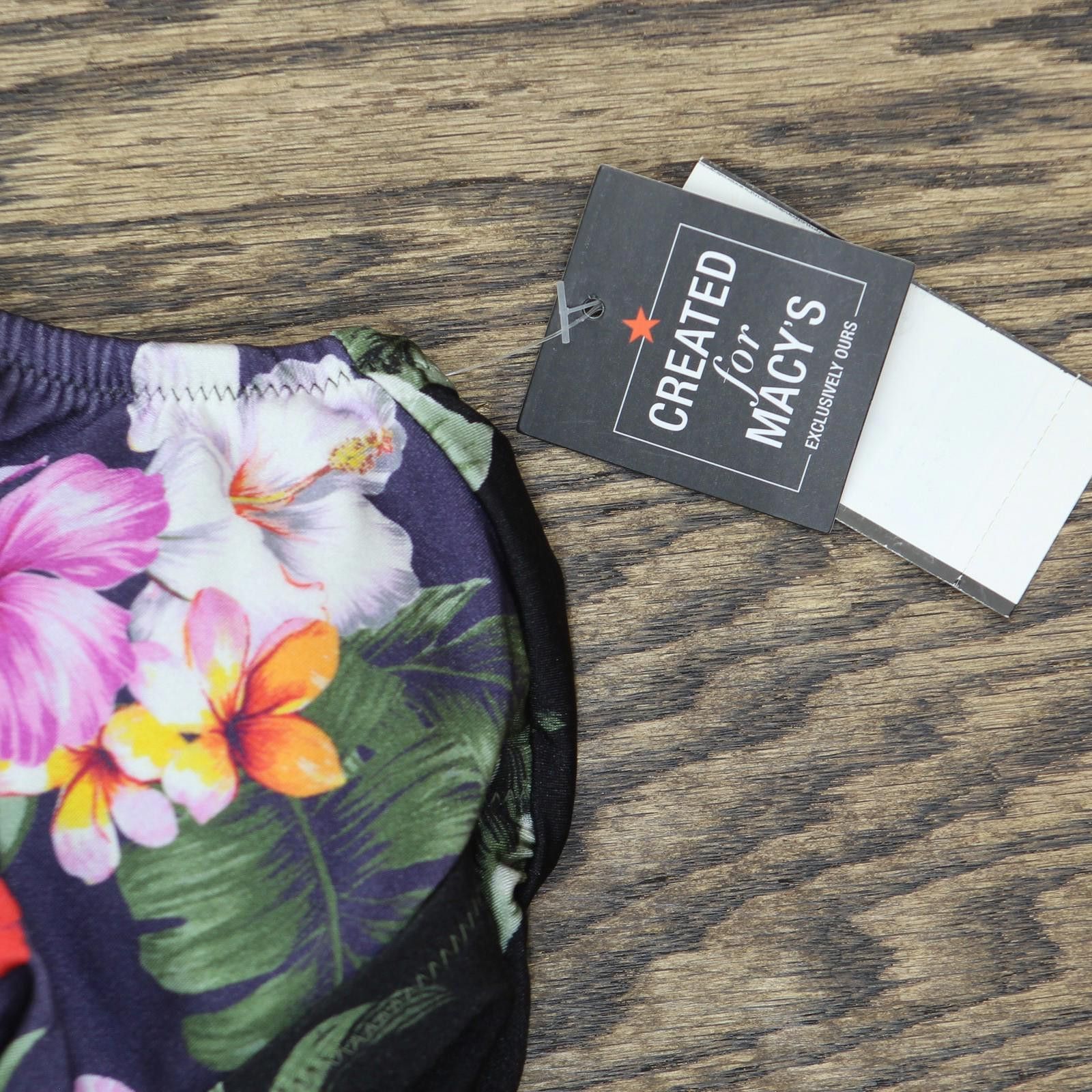 Bar III Nwt Bar Iii Printed Shirred Tankini Swim Top Multi Black Xs Size ONE SIZE - 3 Thumbnail