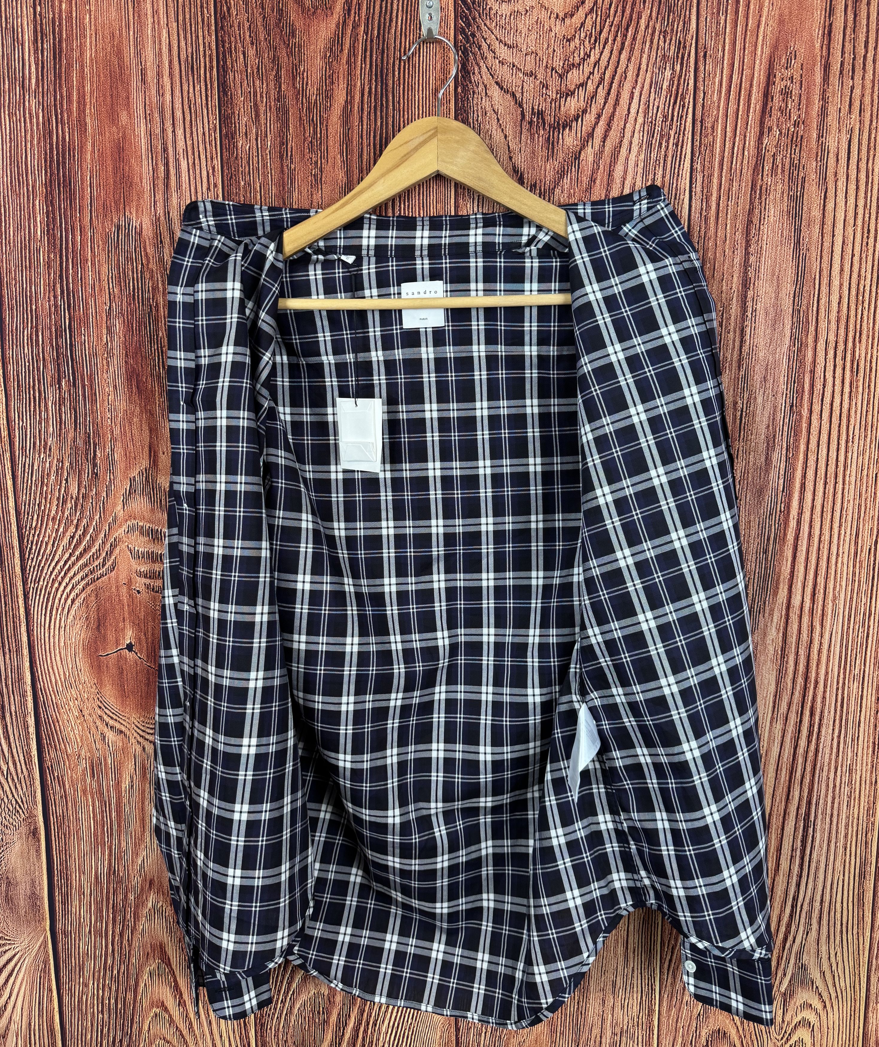 Sandro NWT RRP 230$ SANDRO Paris Chemise Tartan Marine Shirt Size US S / EU 44-46 / 1 - 9 Thumbnail