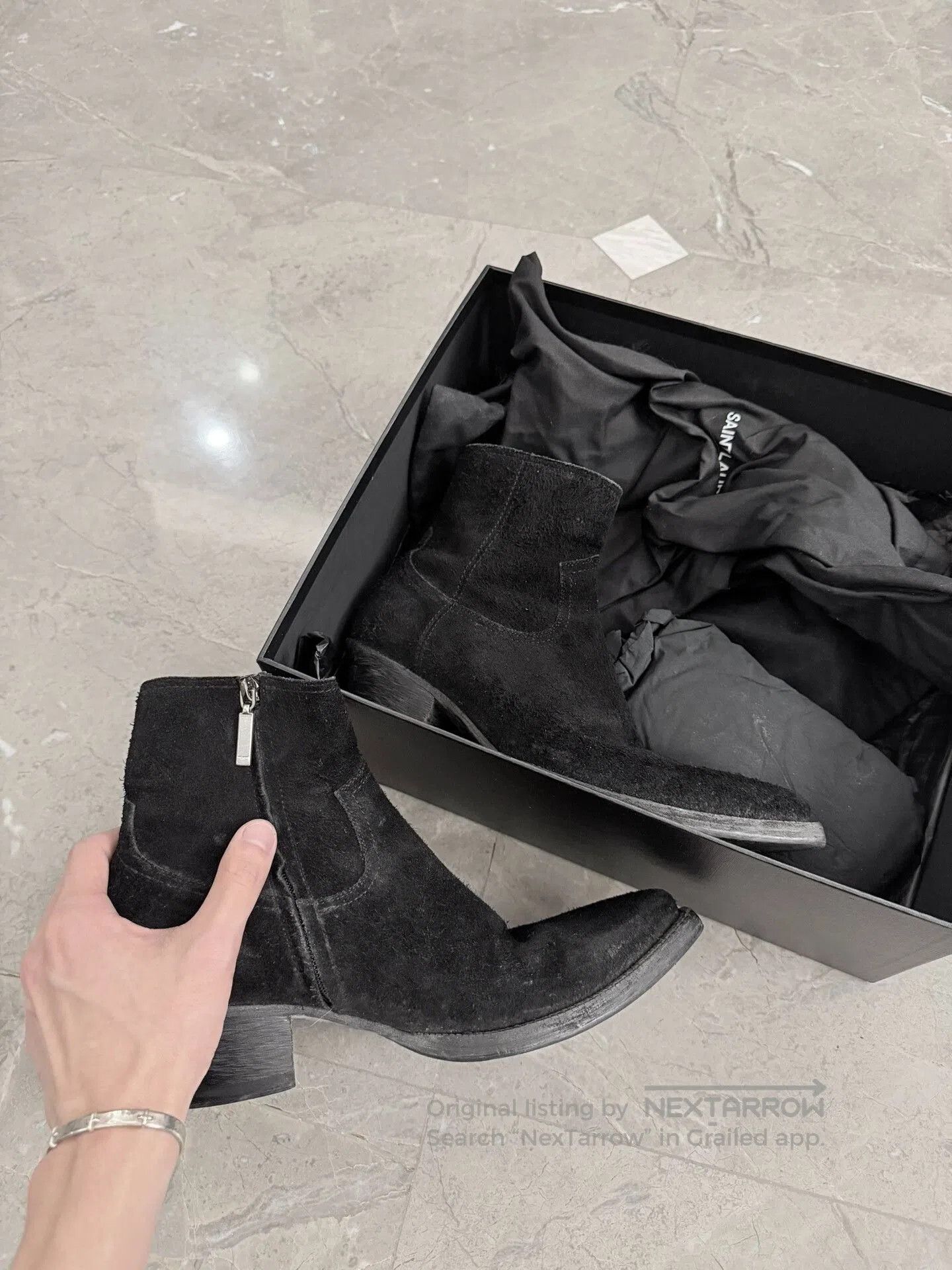 Yves Saint Laurent Saint Laurent Black Suede Chelsea Boots. Size US 8 / EU 41 - 5 Thumbnail