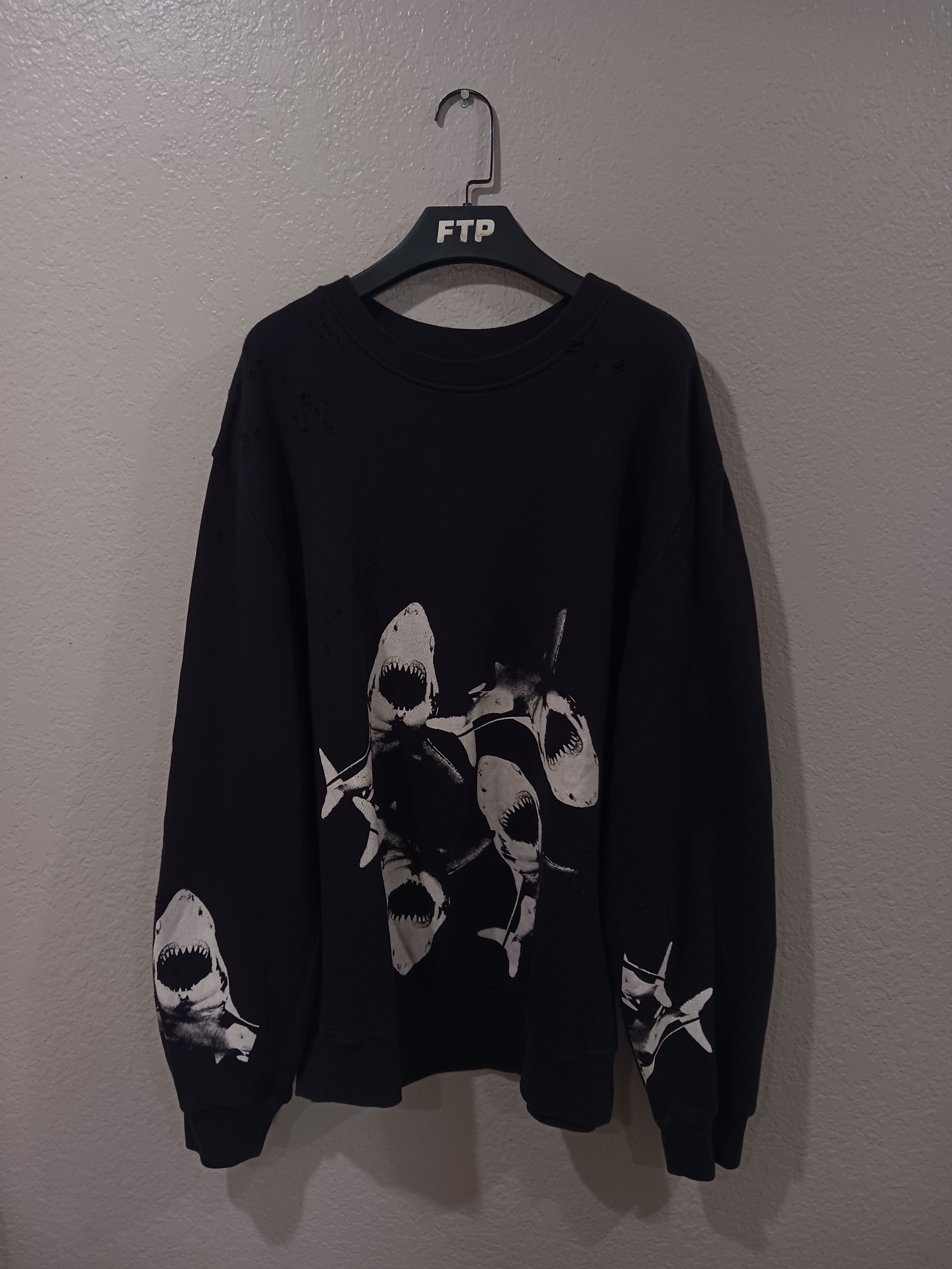 Amiri Amiri "Shark Cluster" SS18 Shotgun Distressed Sweatshirt Size US L / EU 52-54 / 3 - 1 Thumbnail
