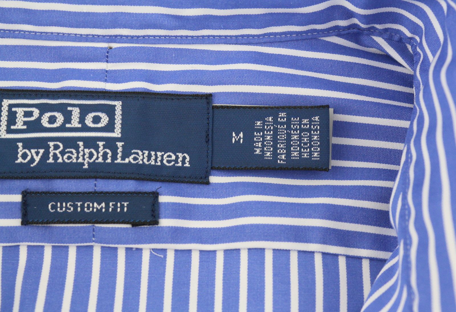 Ralph Lauren M Blue Striped Cutaway Neck Custom Fit Button-Up 87016 Size US M / EU 48-50 / 2 - 7 Thumbnail