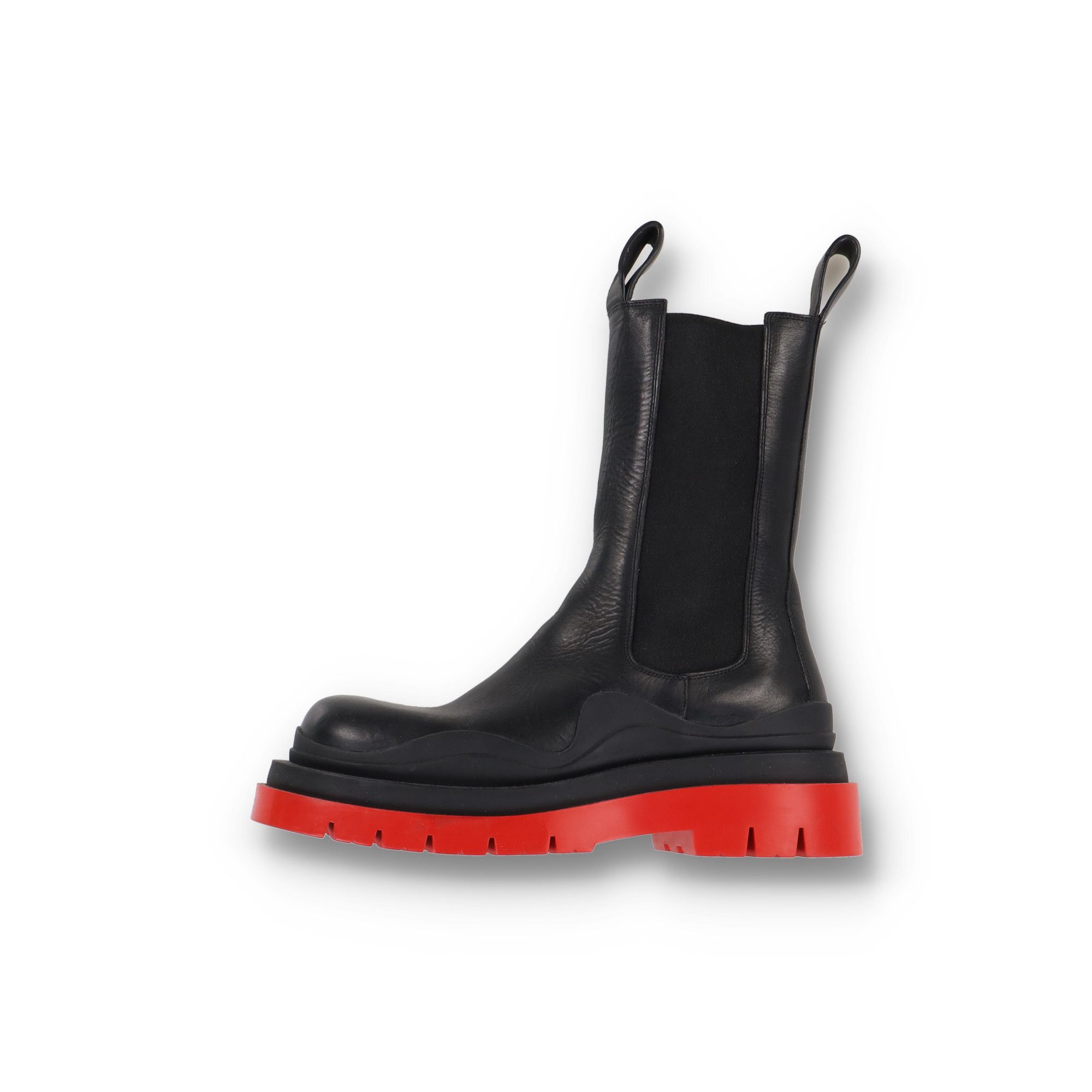 Bottega Veneta Black Red Tire Chelsea Boots Size US 7 / EU 40 - 1 Thumbnail