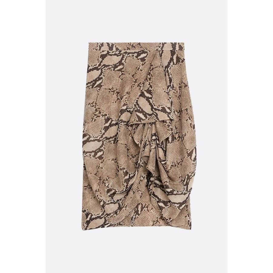 Celine CELINE Beige Python Print Georgette Draped Midi Skirt New & Size 32" / US 10 / IT 46 - 1 Preview