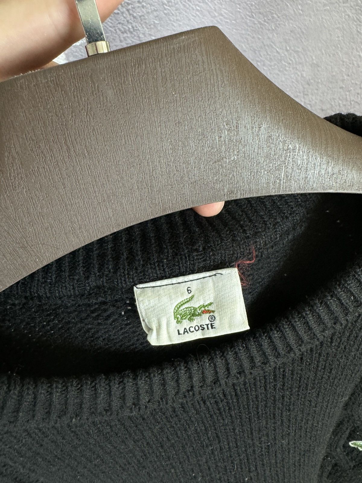 Lacoste Lacoste vintage 90s Black Wool cable knitted sweater Size US XL / EU 56 / 4 - 8 Thumbnail