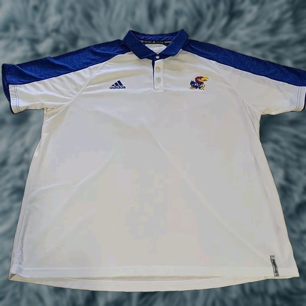 Adidas Adidas Climalite KU Kansas Jayhawks Polo 2XL SS Shirt Blue White Mens Size US XXL / EU 58 / 5 - 1 Thumbnail