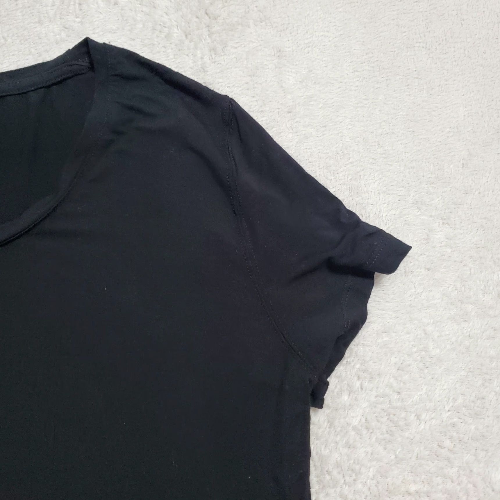 Vintage Rip Skirt T-Shirt Women L Black Modal Spandex Casual Basic Capsule Everyday Top Short Sleeve Pullover Knit Shirt Size L / US 10 / IT 46 - 6 Thumbnail
