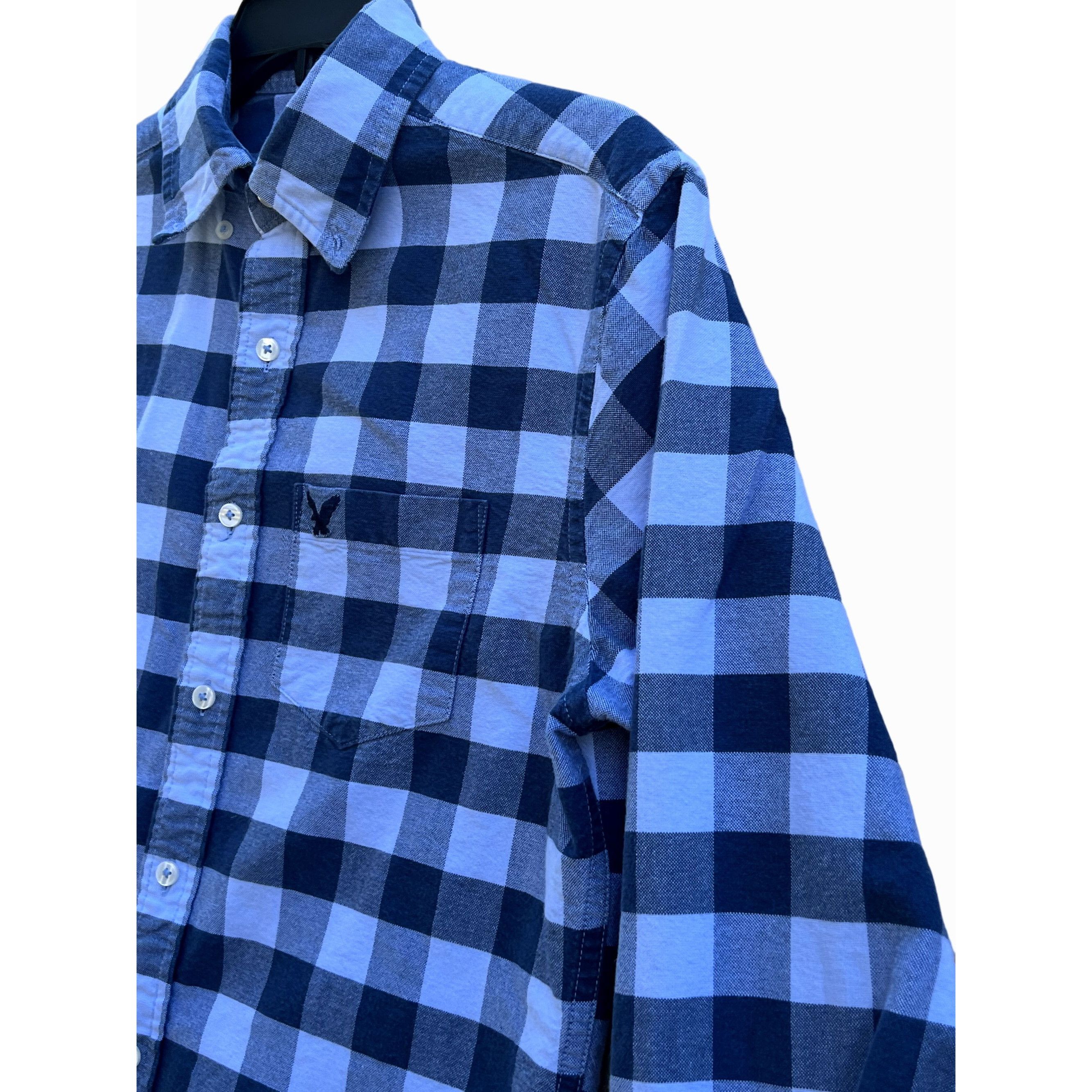 Other American Eagle - Long Sleeve Plaid Men's Shirt - Blue - Extr Size US XS / EU 42 / 0 - 11 Thumbnail