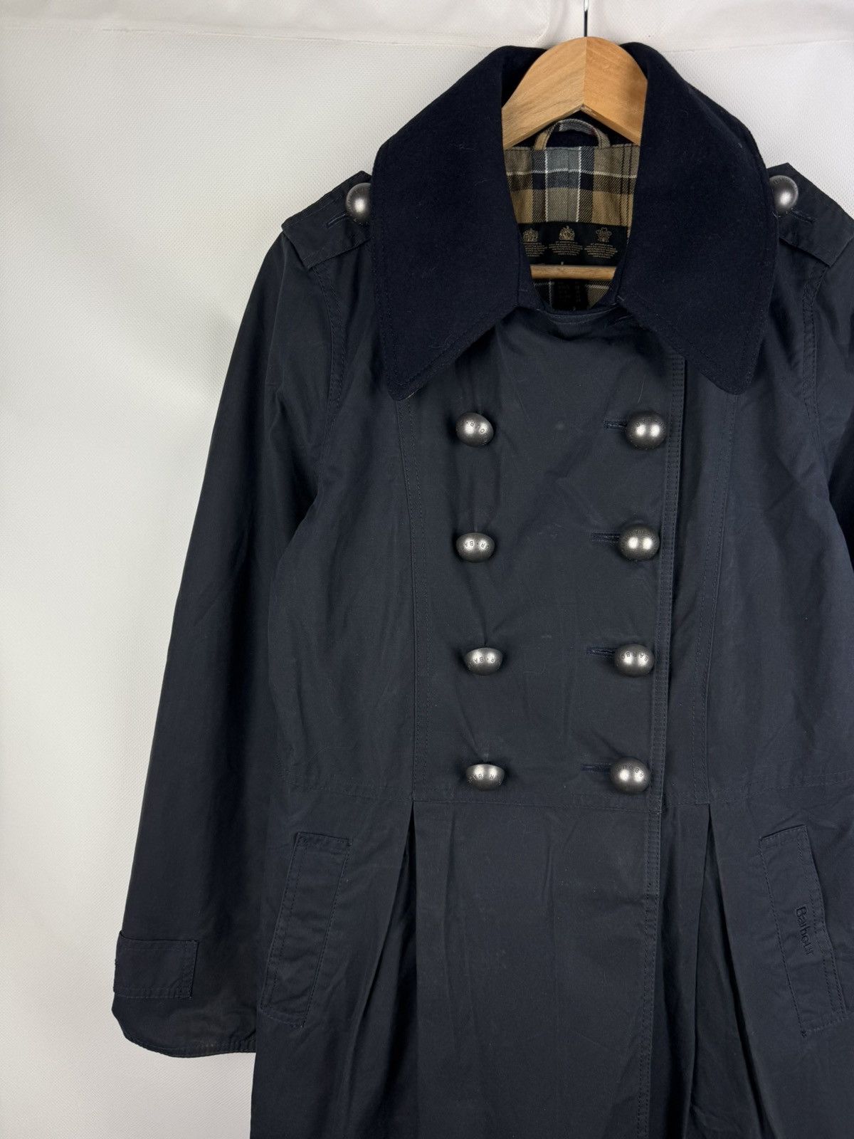 Barbour Barbour Ladies Wax Waxed Cotton Double Breasted Trench Coat Size L / US 10 / IT 46 - 4 Thumbnail