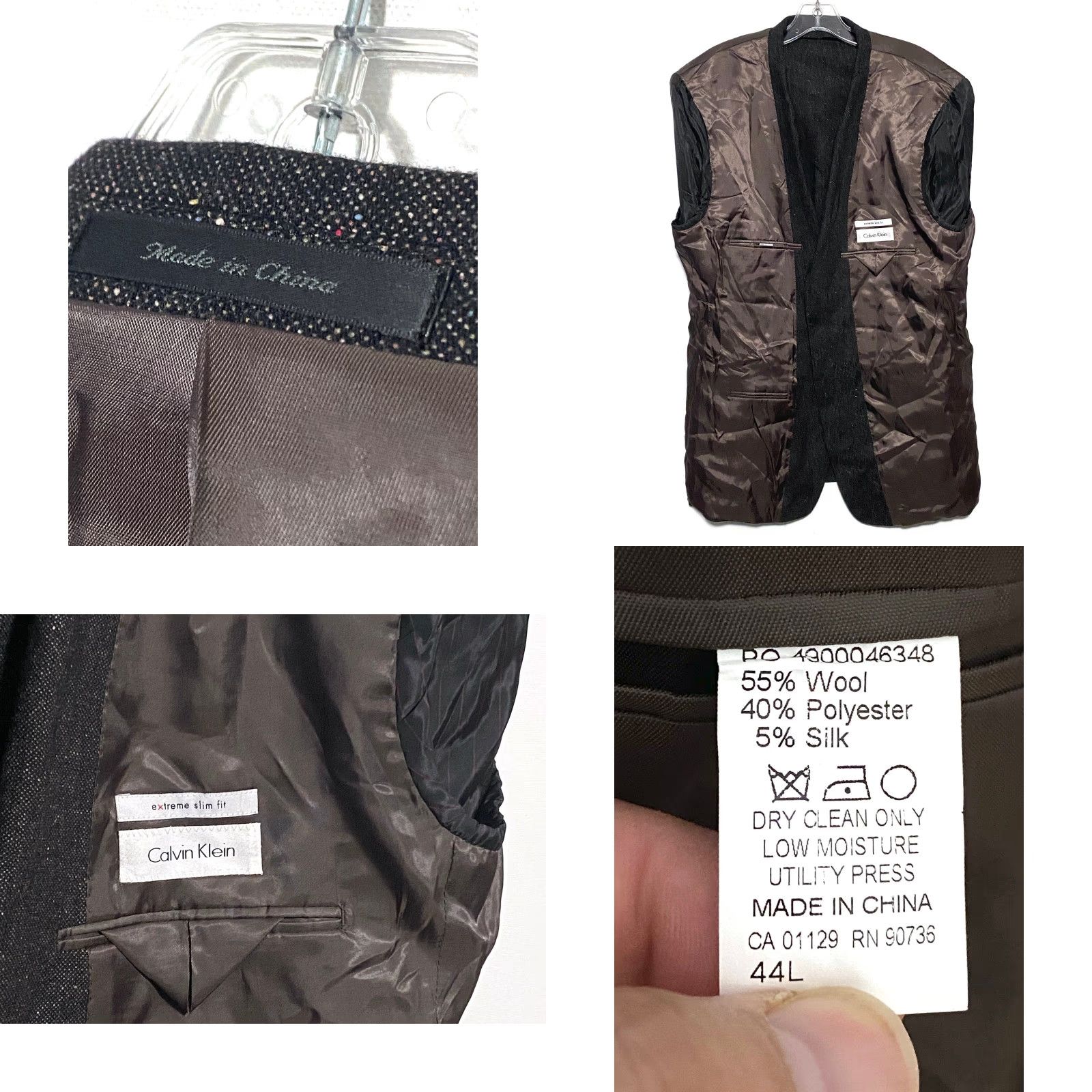 Calvin Klein VINTAGE Calvin Klein Slim Fit Tweed Blazer Jacket Men 44L Elbow Patches Academic Professor College Preppy Nerd Teachers Mens Size 44R - 8 Thumbnail