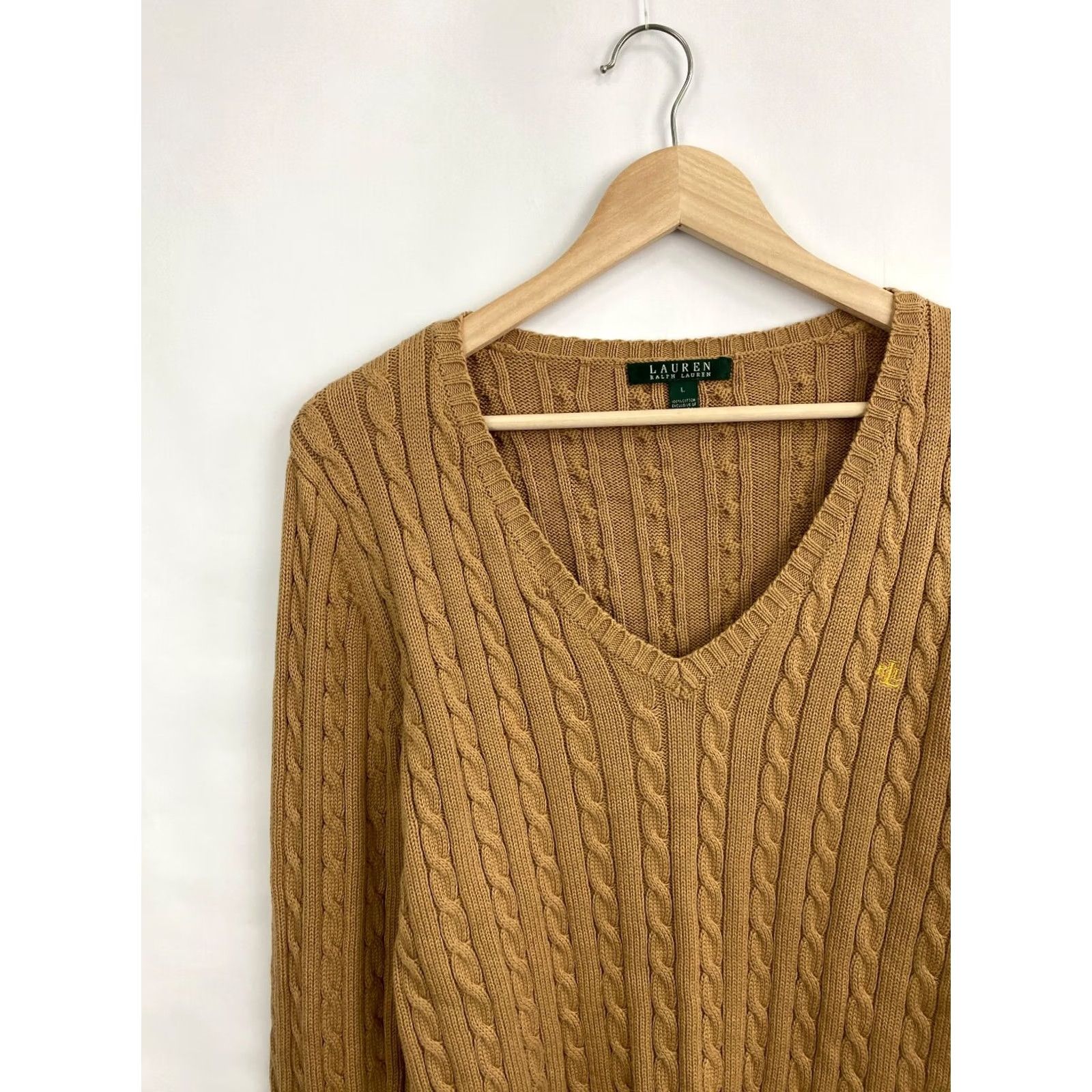 Ralph Lauren Ralph Lauren RLL Gold Logo Green Label Sweater Women Beige L Beige Logo Pullover Knit Neat Vintage Style (if applicable) Size L / US 10 / IT 46 - 3 Thumbnail