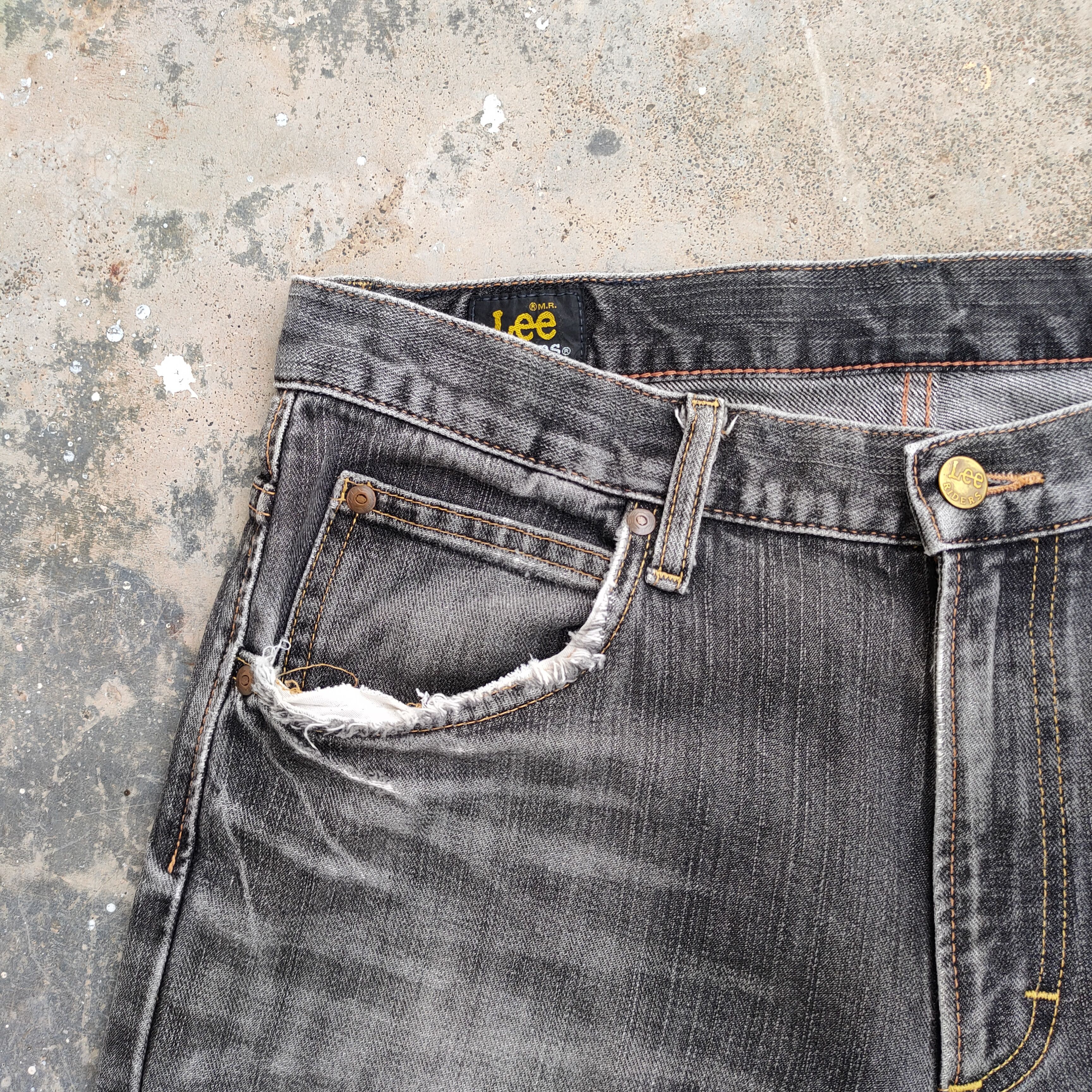 Jean × Lee × Vintage W34 VINTAGE LEE BLACK RIPPED JEANS DENIM PANTS Size US 34 / EU 50 - 6 Thumbnail