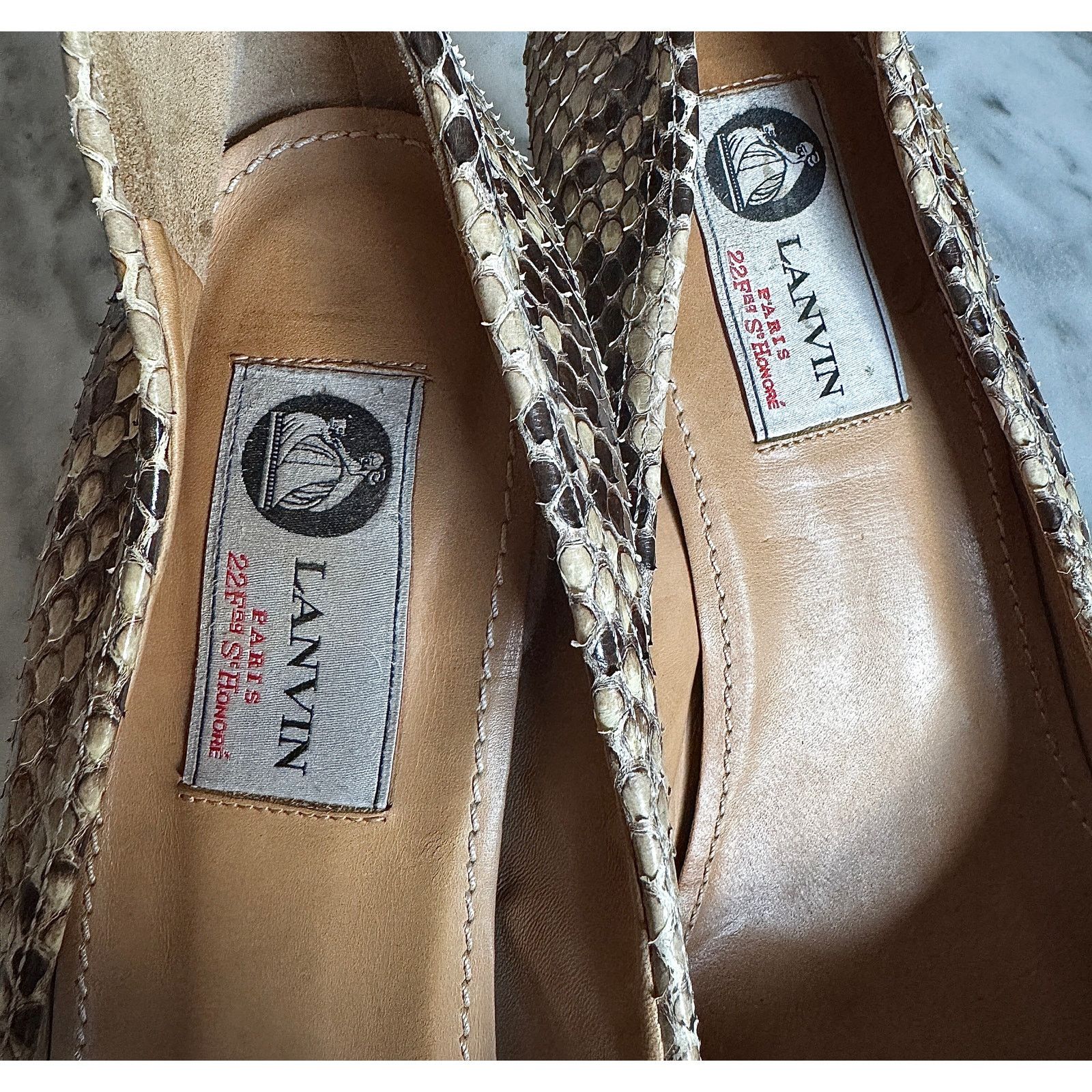 Lanvin Lanvin Real Leather Snakeskin Round Toe Heels Size US 8.5 / IT 38.5 - 5 Thumbnail